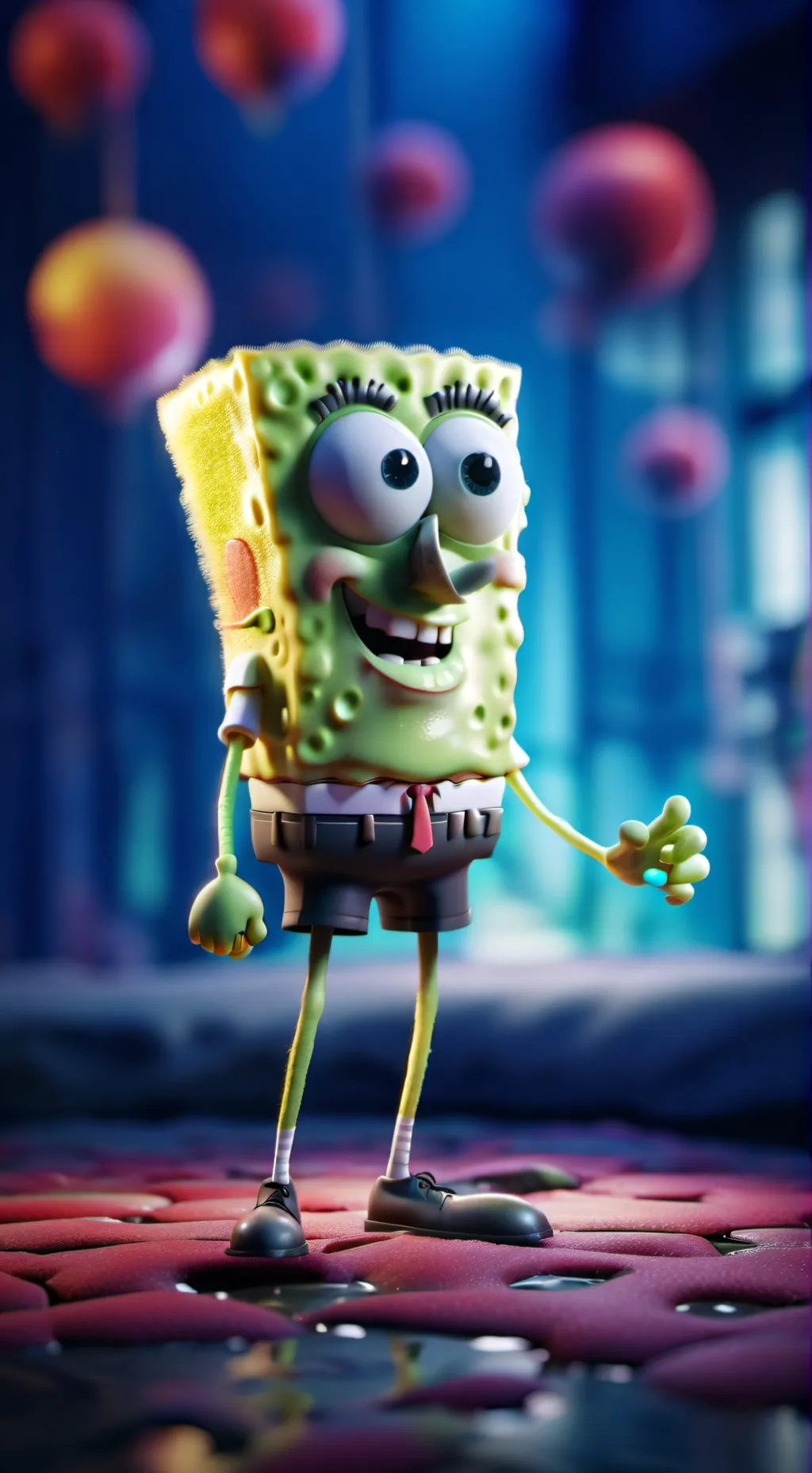 ai character: Spongebob tweeking background