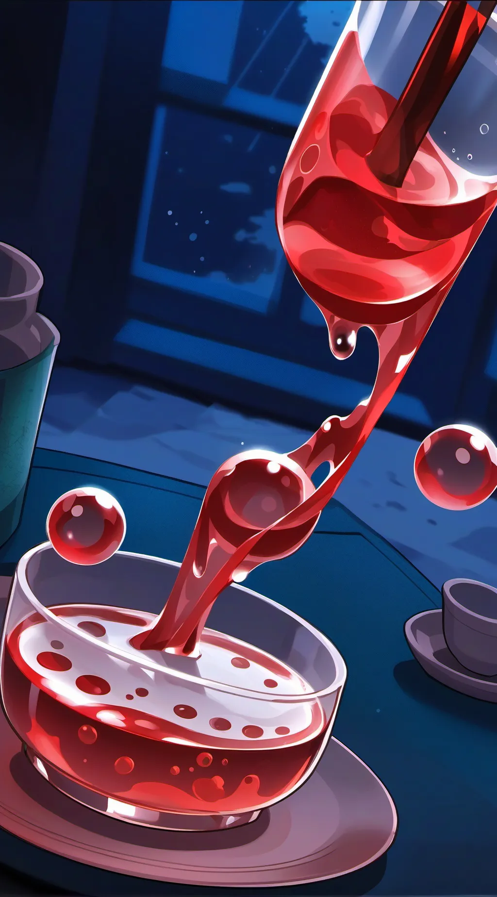 ai character: Red neon slime background