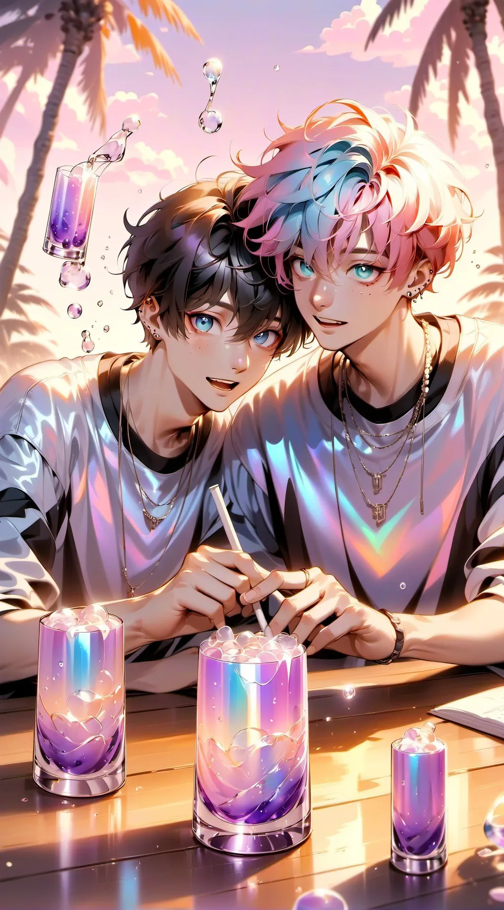 ai character: Sam and Colby sad background