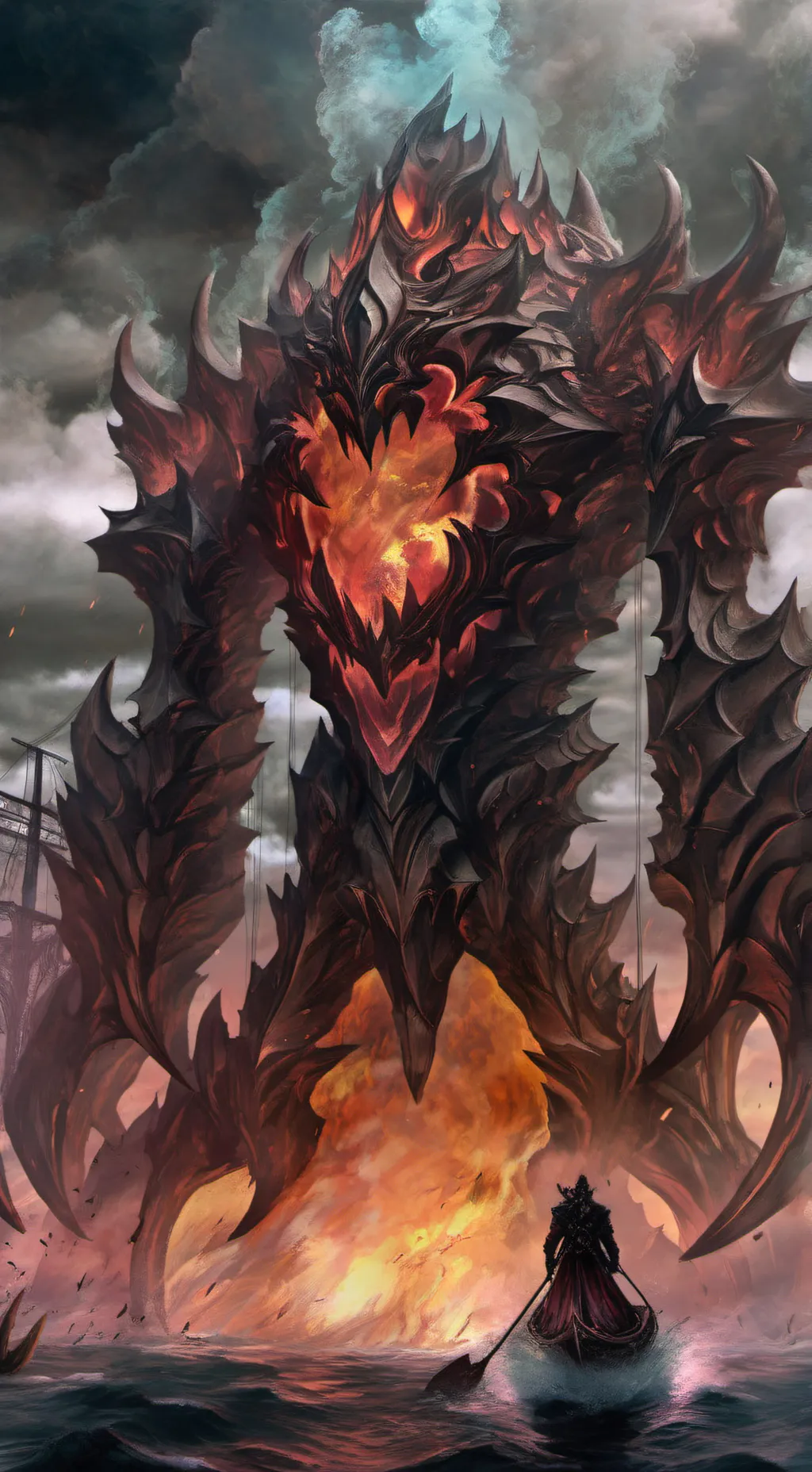 ai character: monstro de fogo background