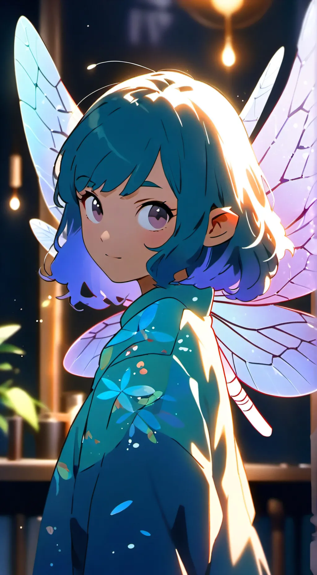 ai character: Twinkling Dragonfly Spirit background