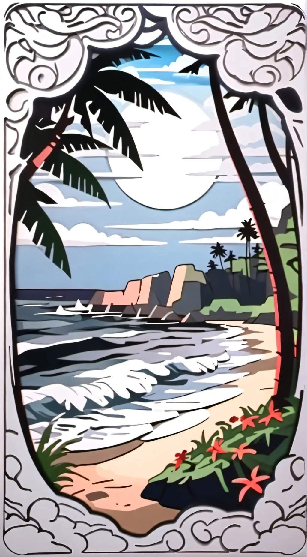 ai character: PPG beach  background