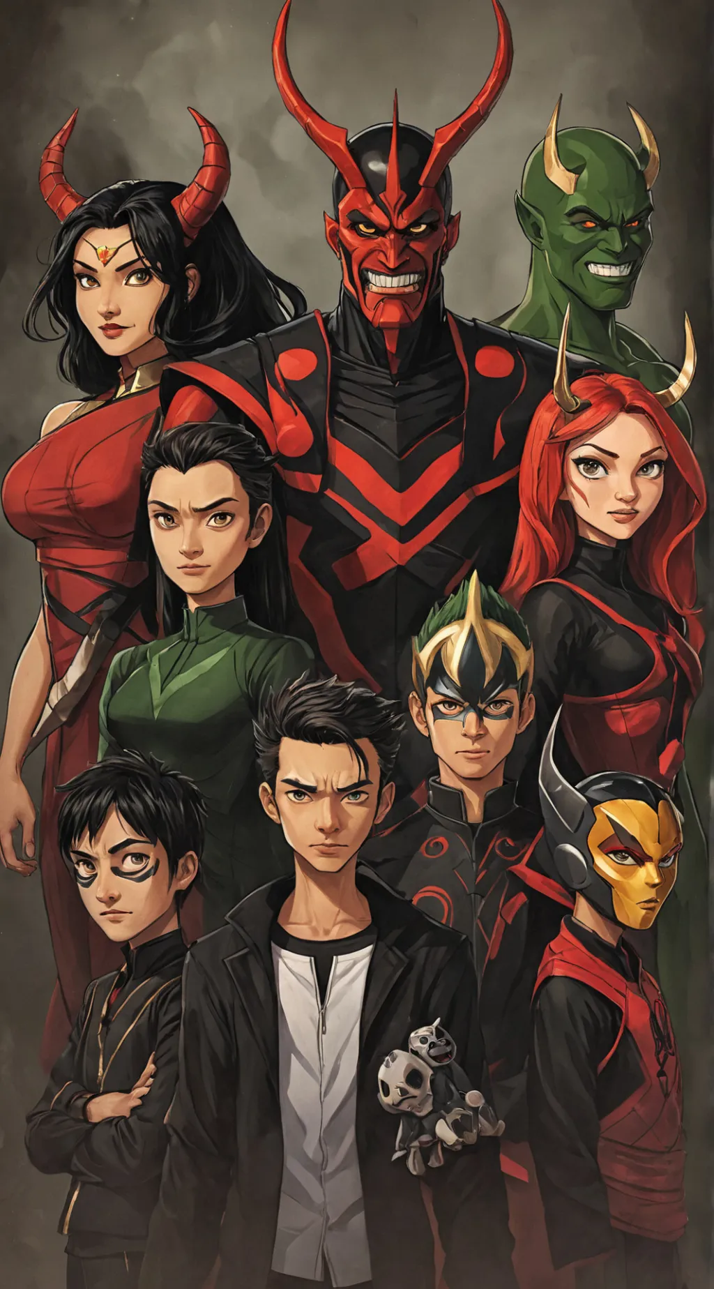 ai character: Avengers / Samurai background