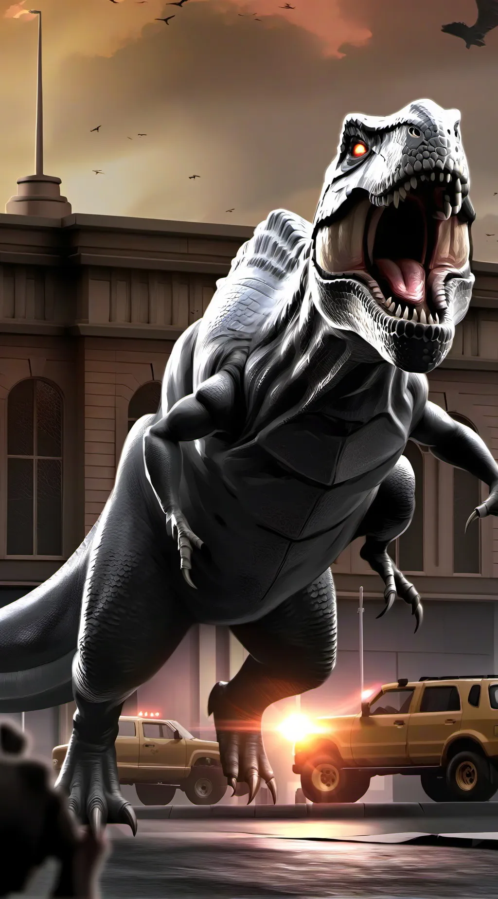 ai character: D-Rex(scary) background