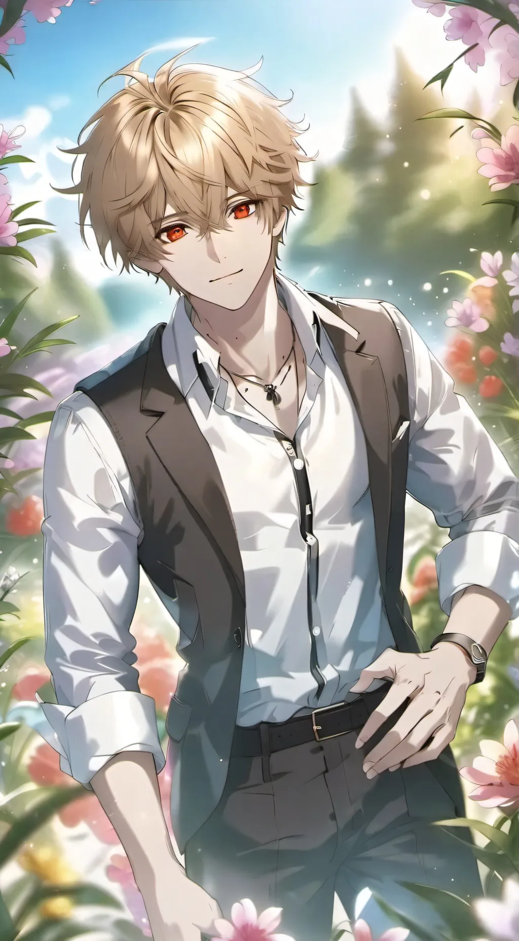 ai character: Katsuki Bakugo.  background