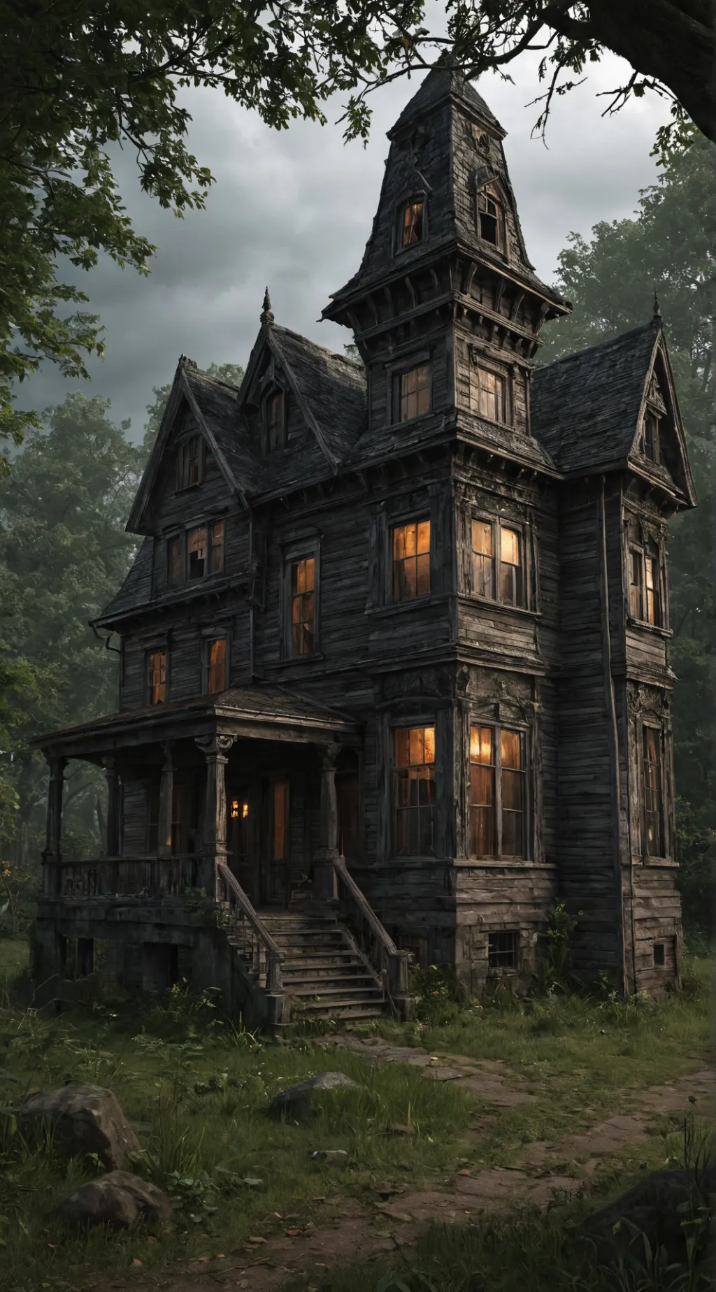 ai character: School/huntedhouse background