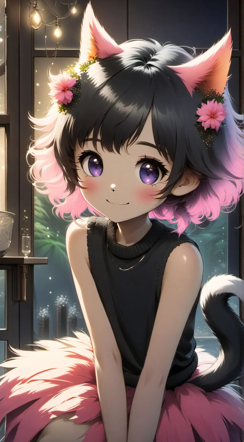 ai character: FlameSpirit Feline background