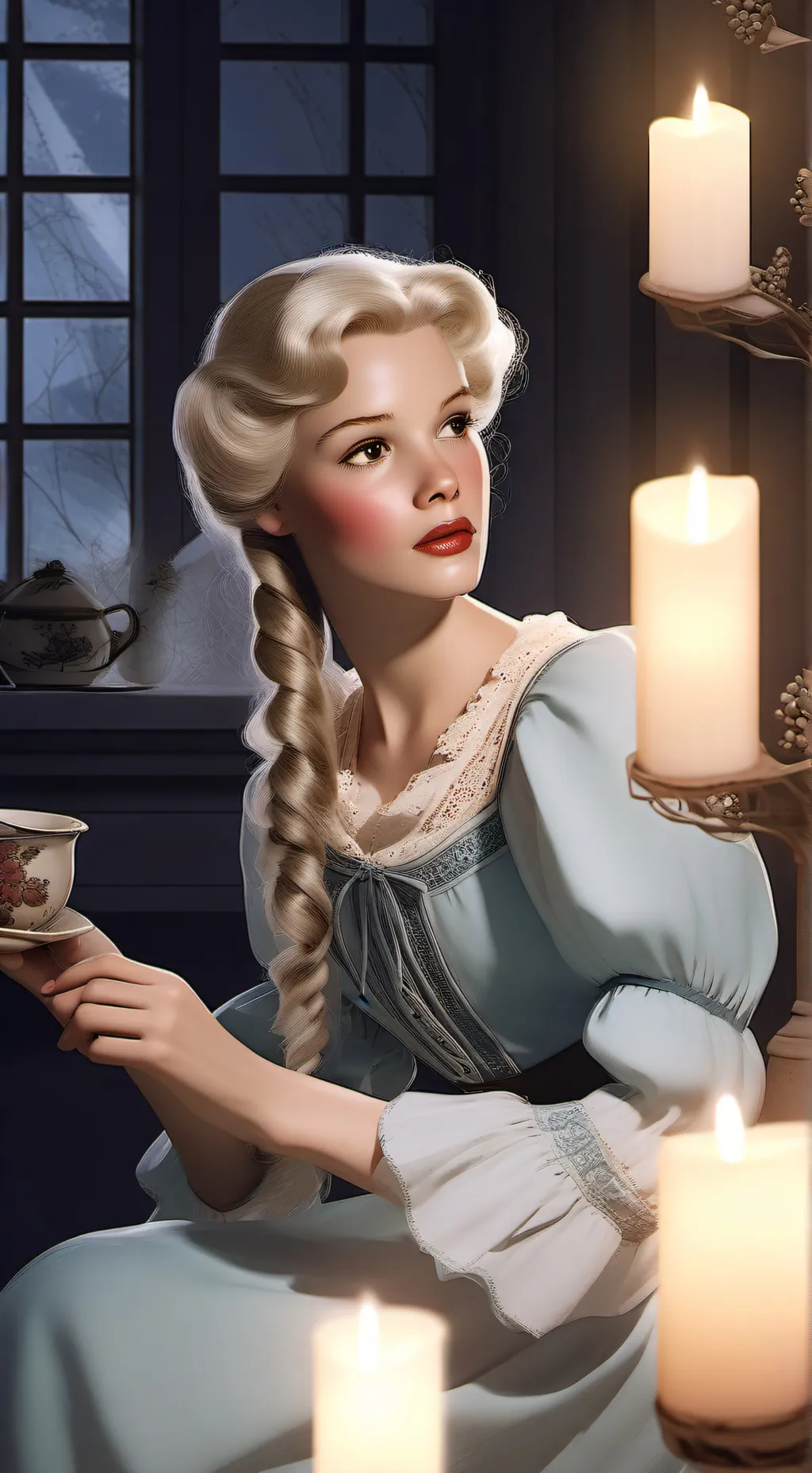 ai character: Celestine bluebell background