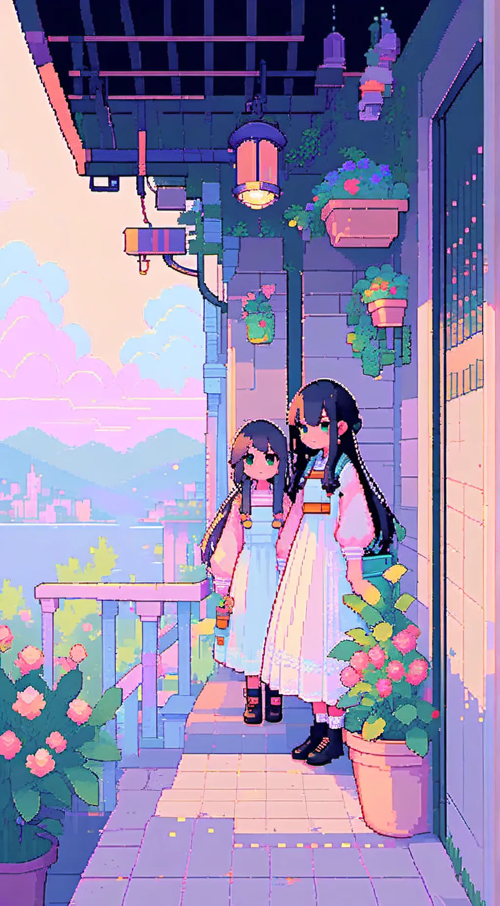 ai character: Minecraft sisters background