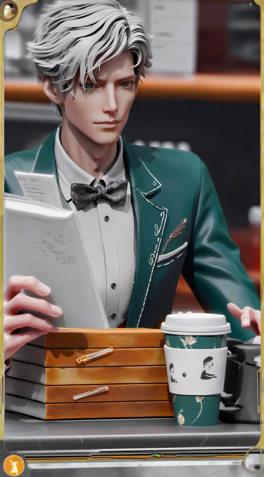 ai character: The Quantum Latte Theorist background