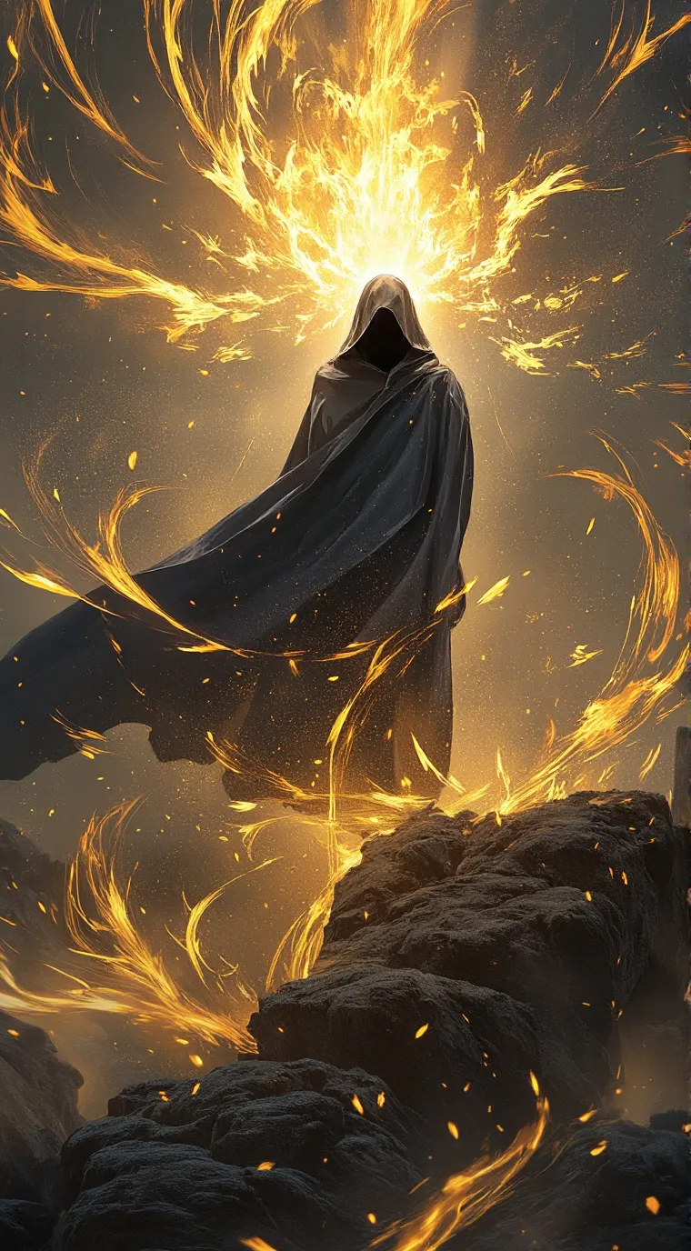 ai character: Mysterious cloaked background