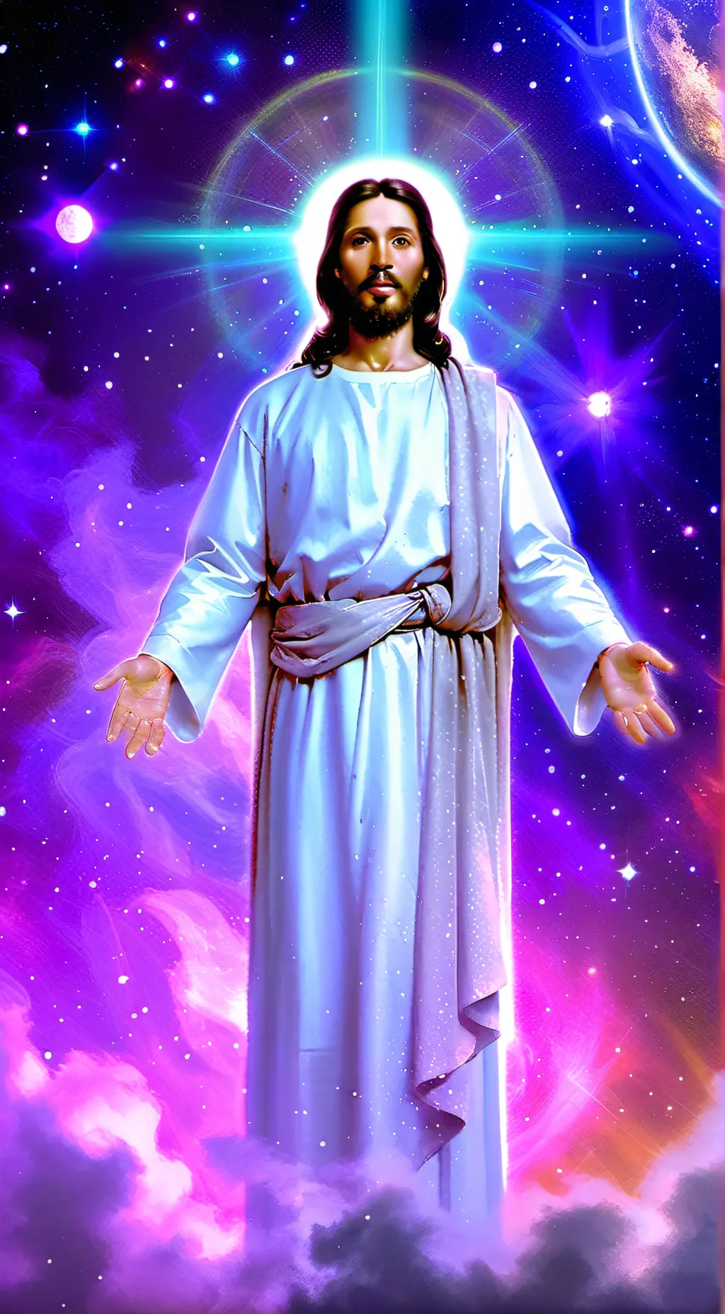 ai character: Jesus  background