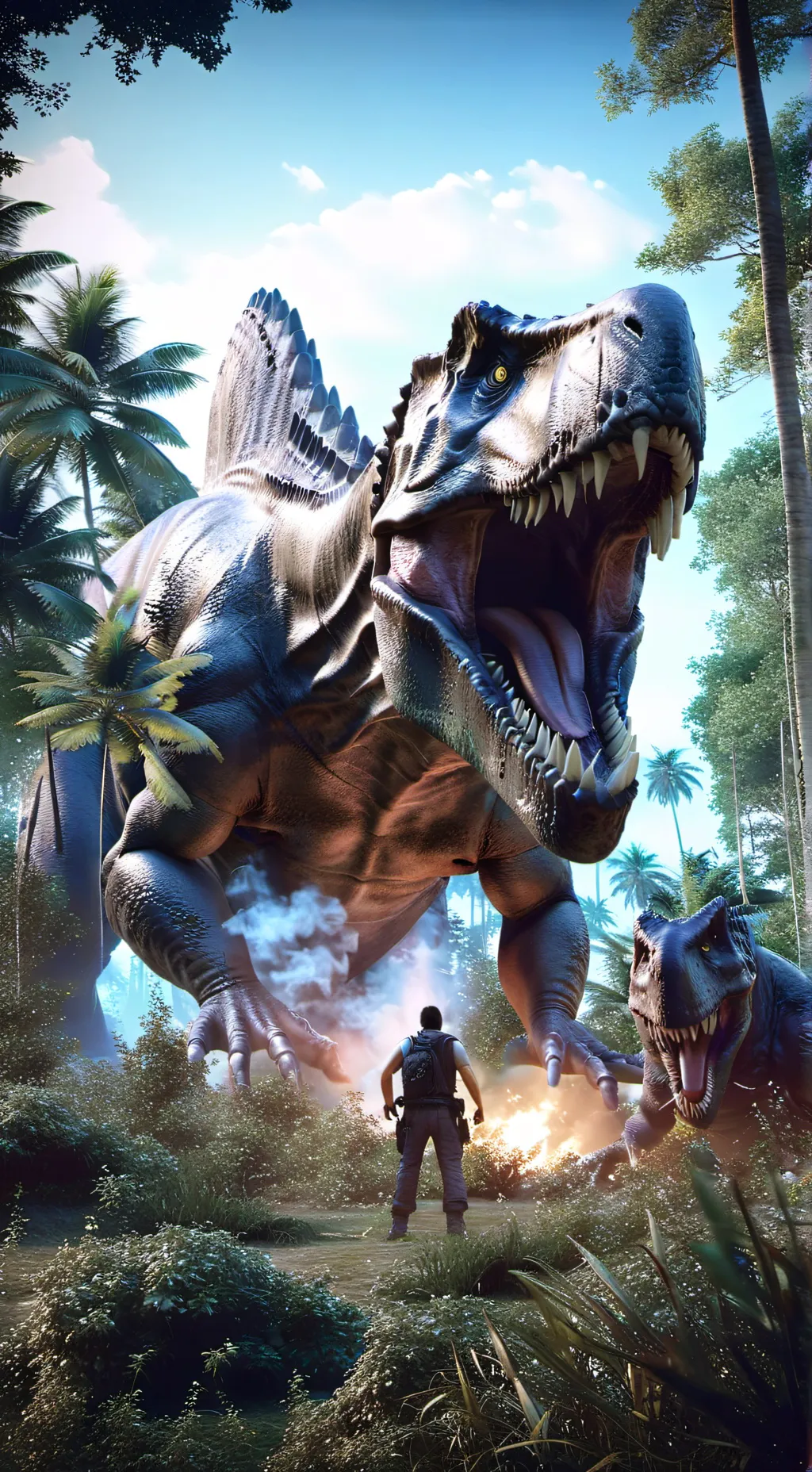 ai character: Dinosaur Island background