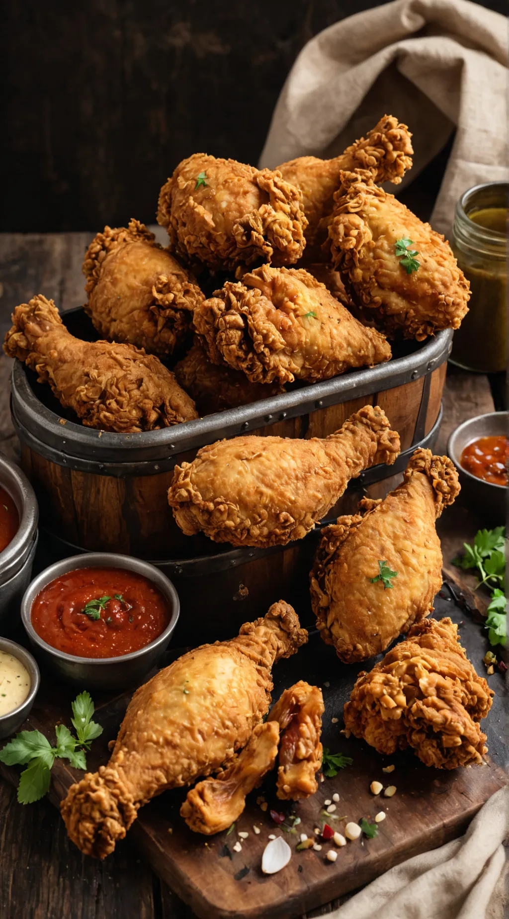 ai character: fried chicken background