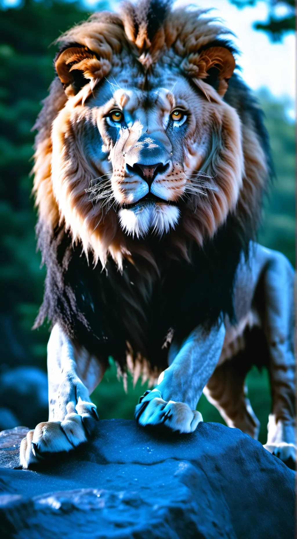 ai character: Hungry lion background