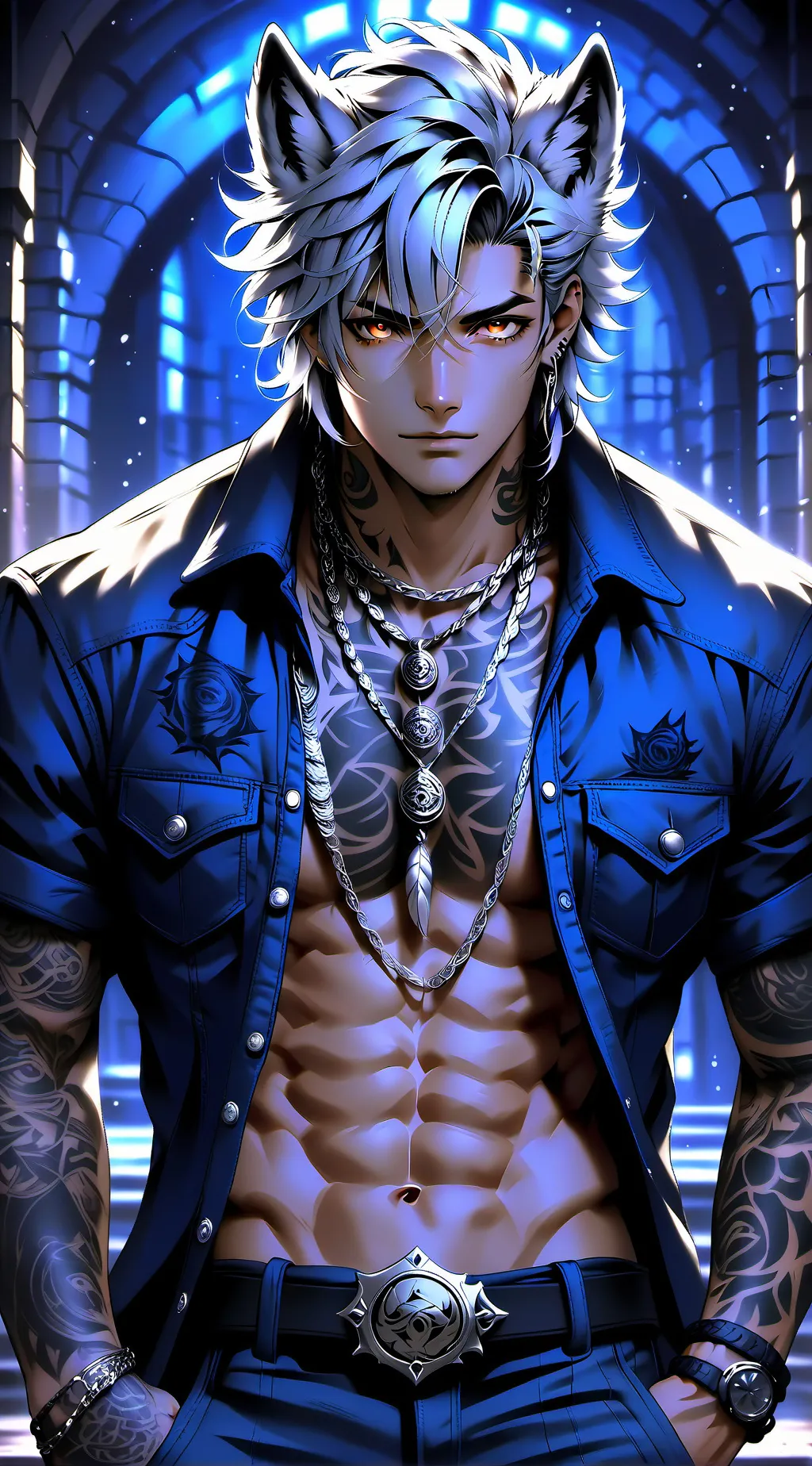 ai character: garde loup garou  background