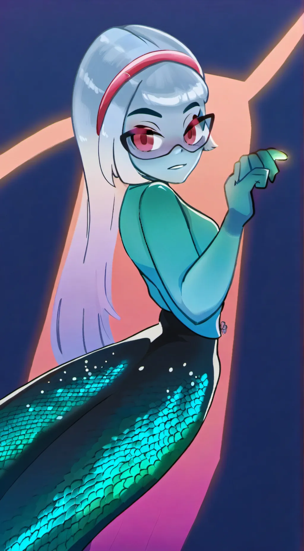 ai character: selen ♾️🌈🧜🐉🦄🎵🎶🐍 background