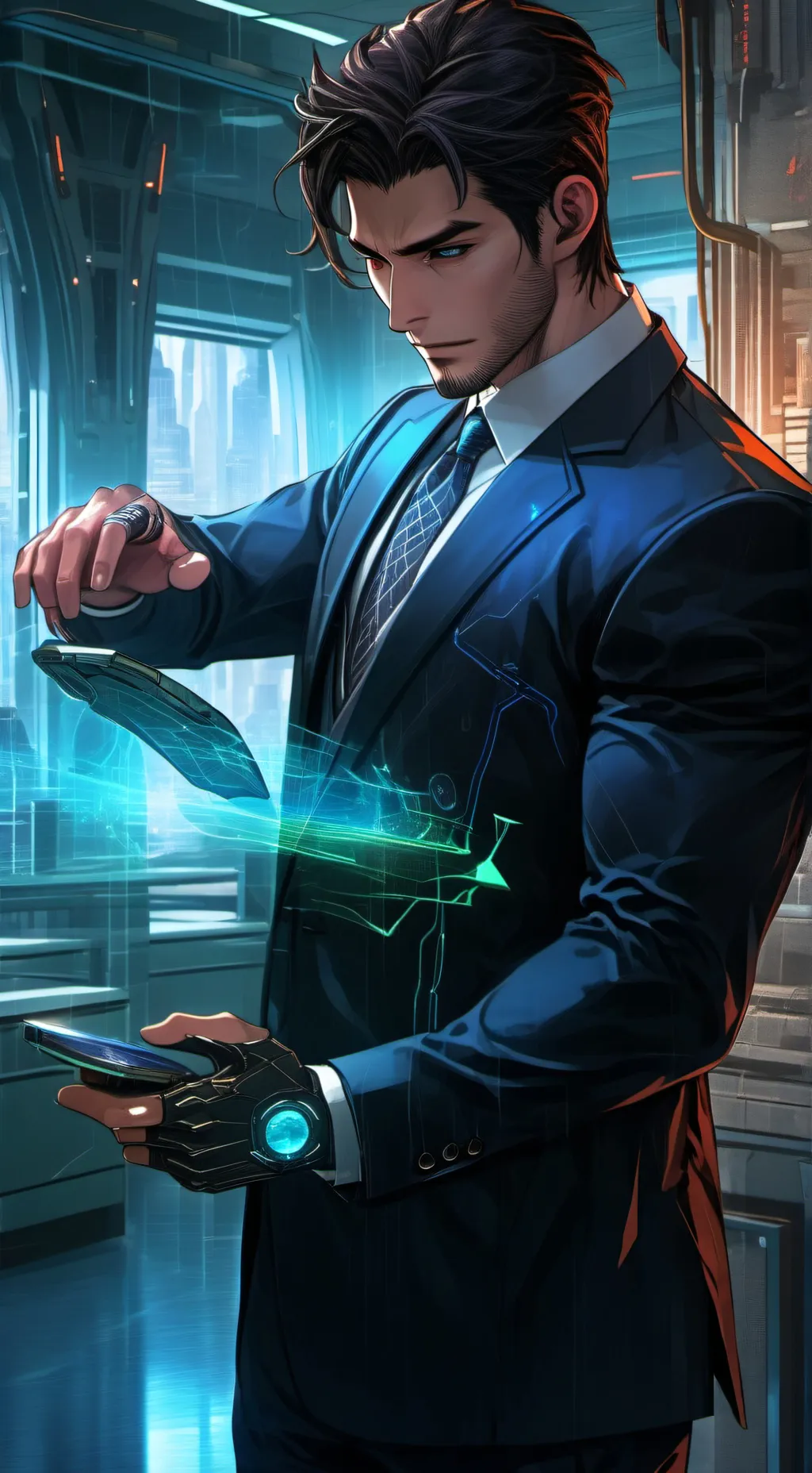 ai character: The Impatient Tech background