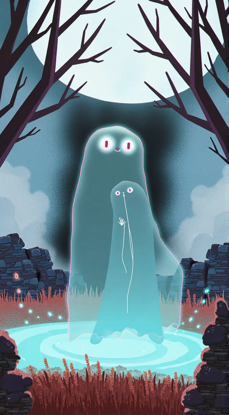 ai character: famille de fantome background