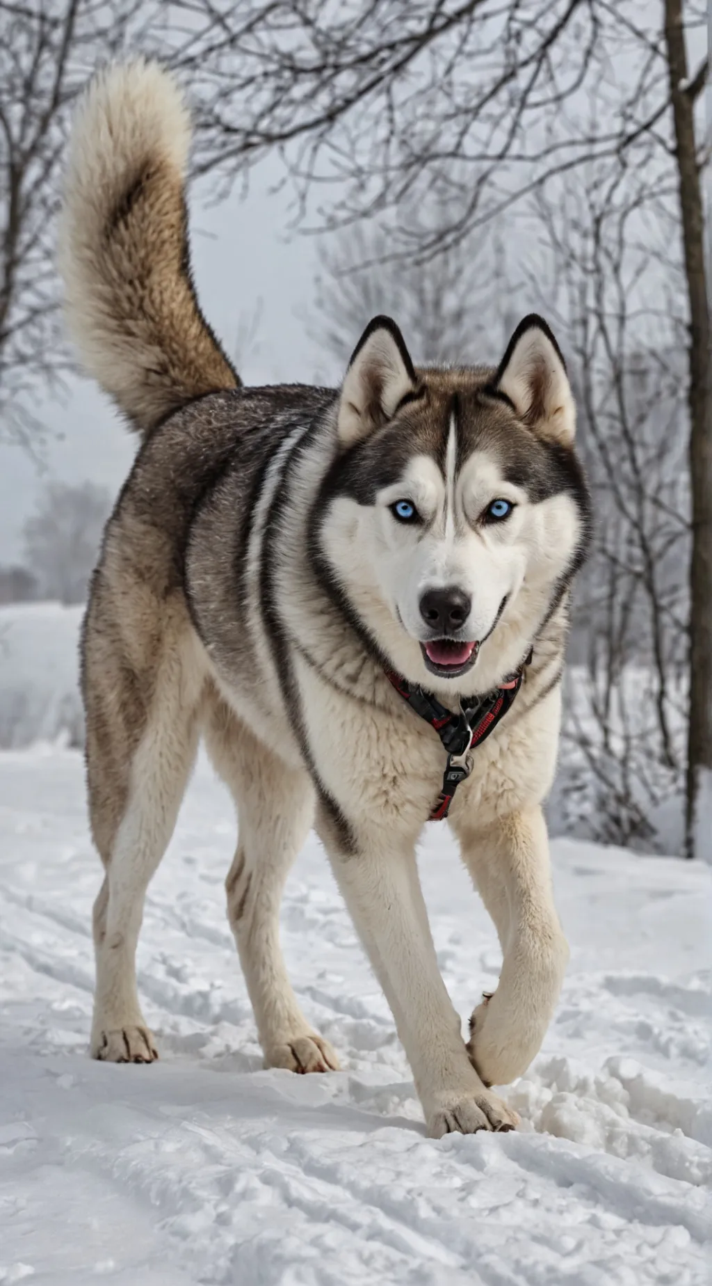 ai character: Cute husky  background