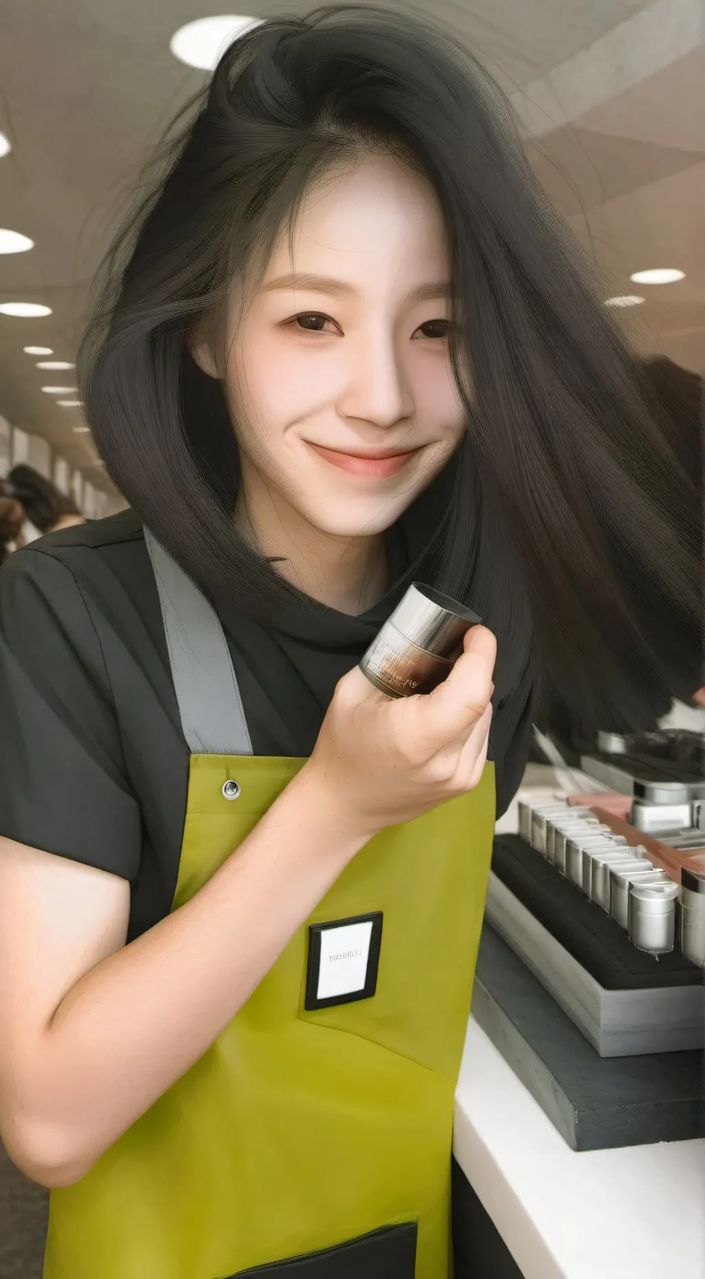 ai character: Starbucks worker background