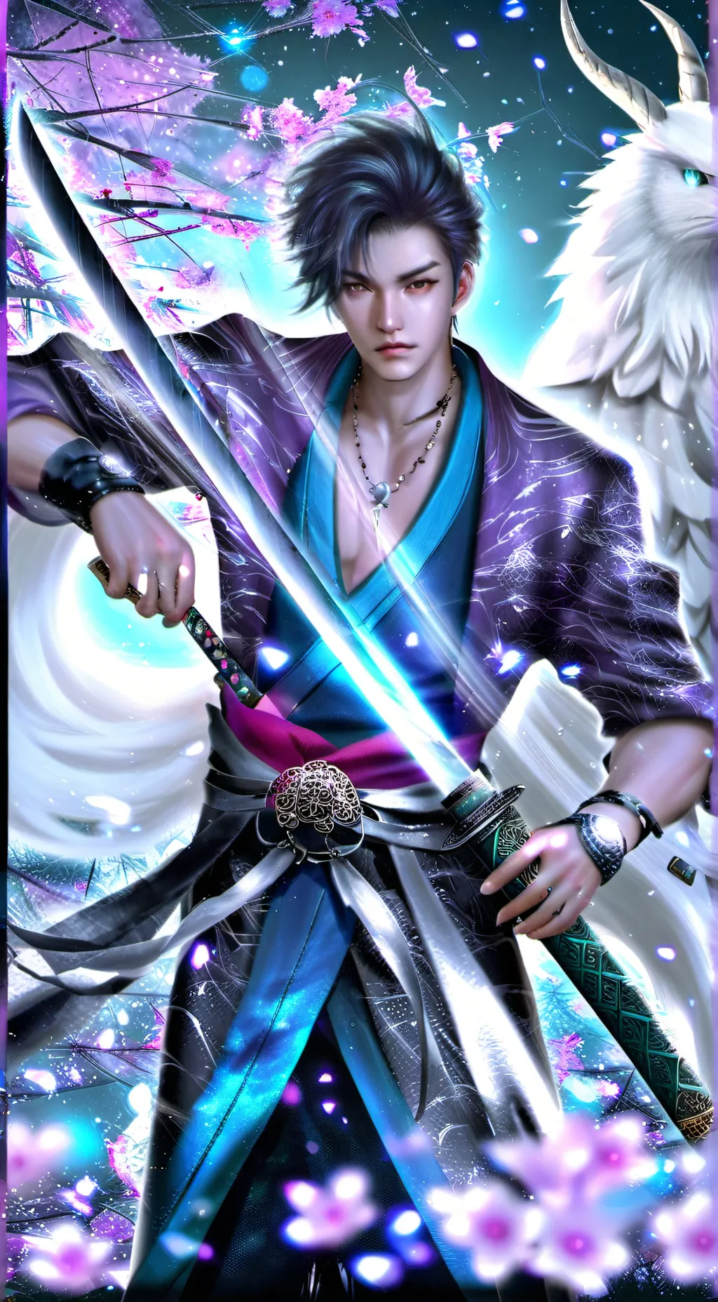 ai character: warrior of forests background