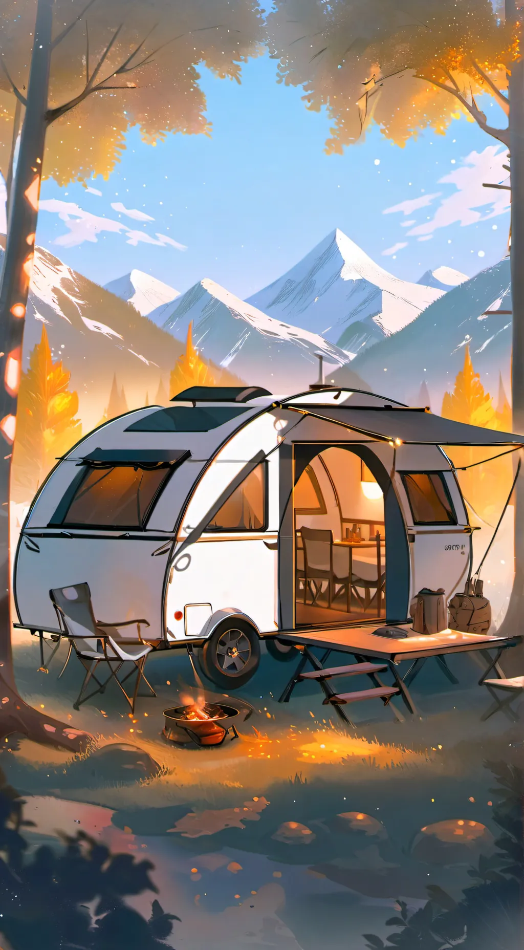 ai character: RoadTrip & Camping background