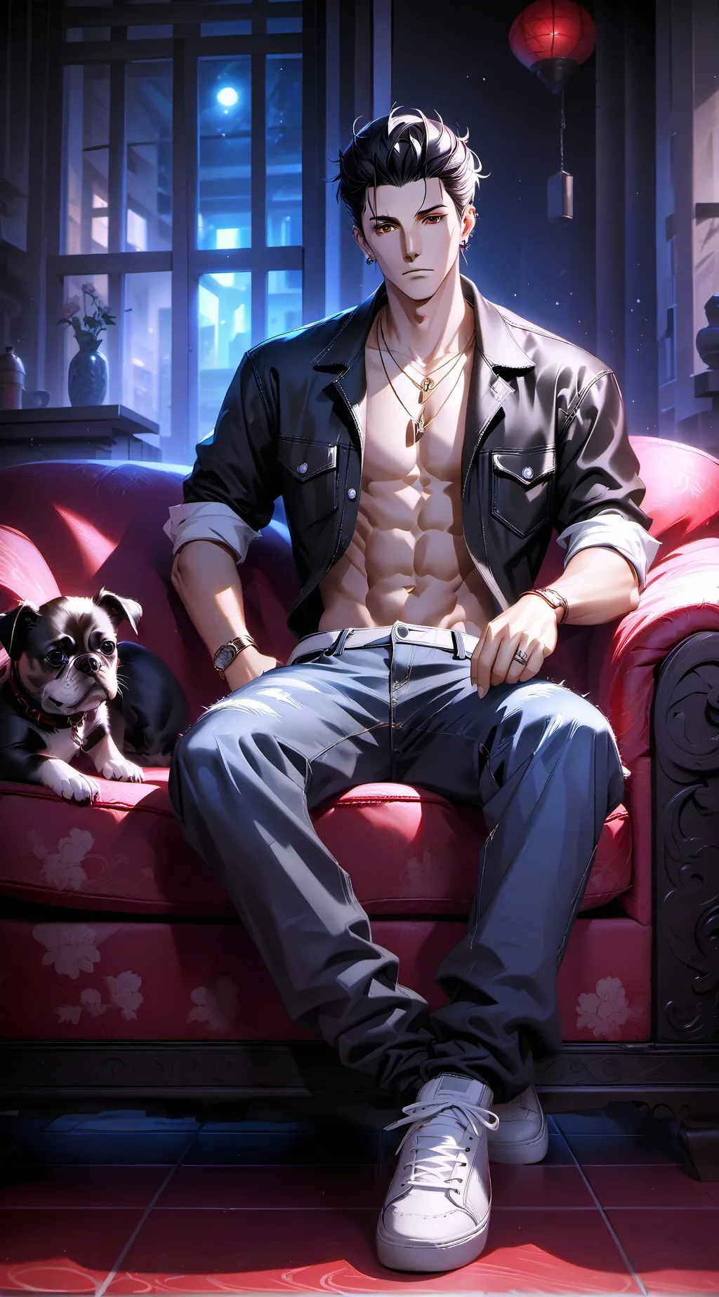 ai character: Lorenzo lamas  background