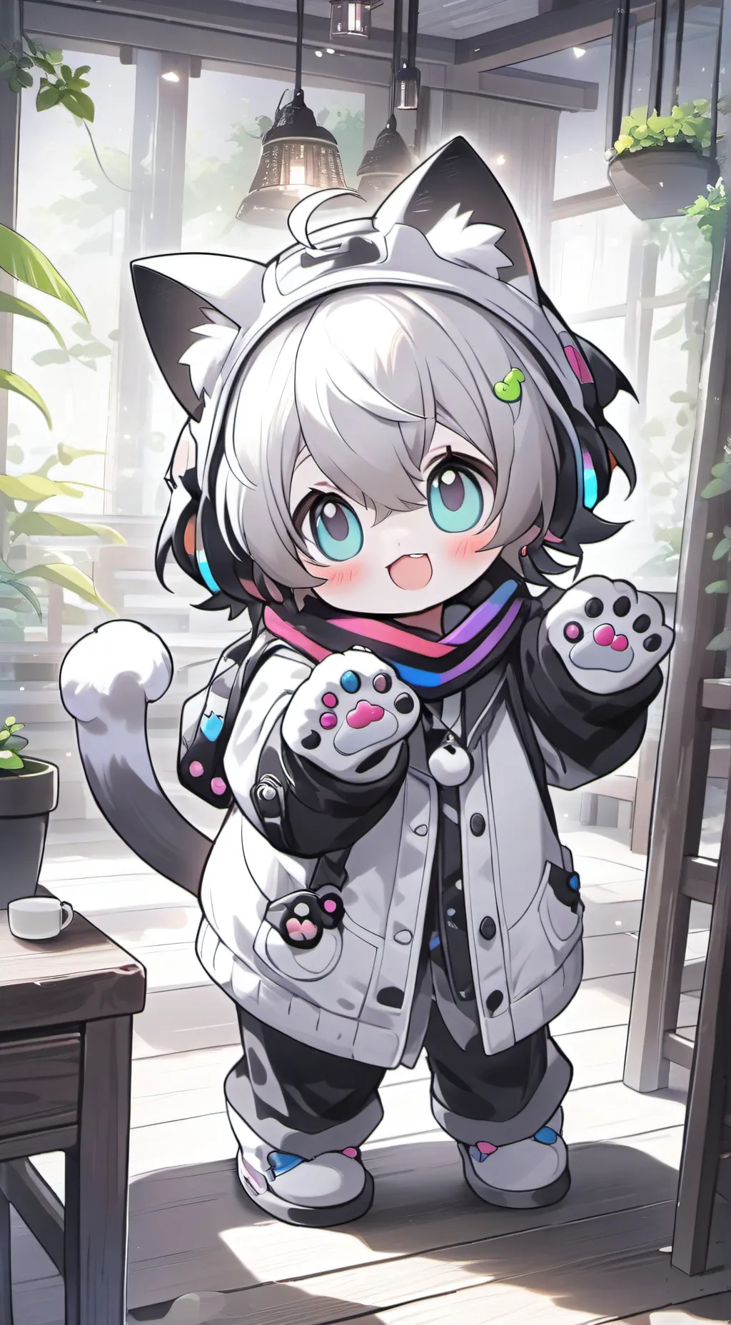 ai character: Rainbow Paw Spirit background