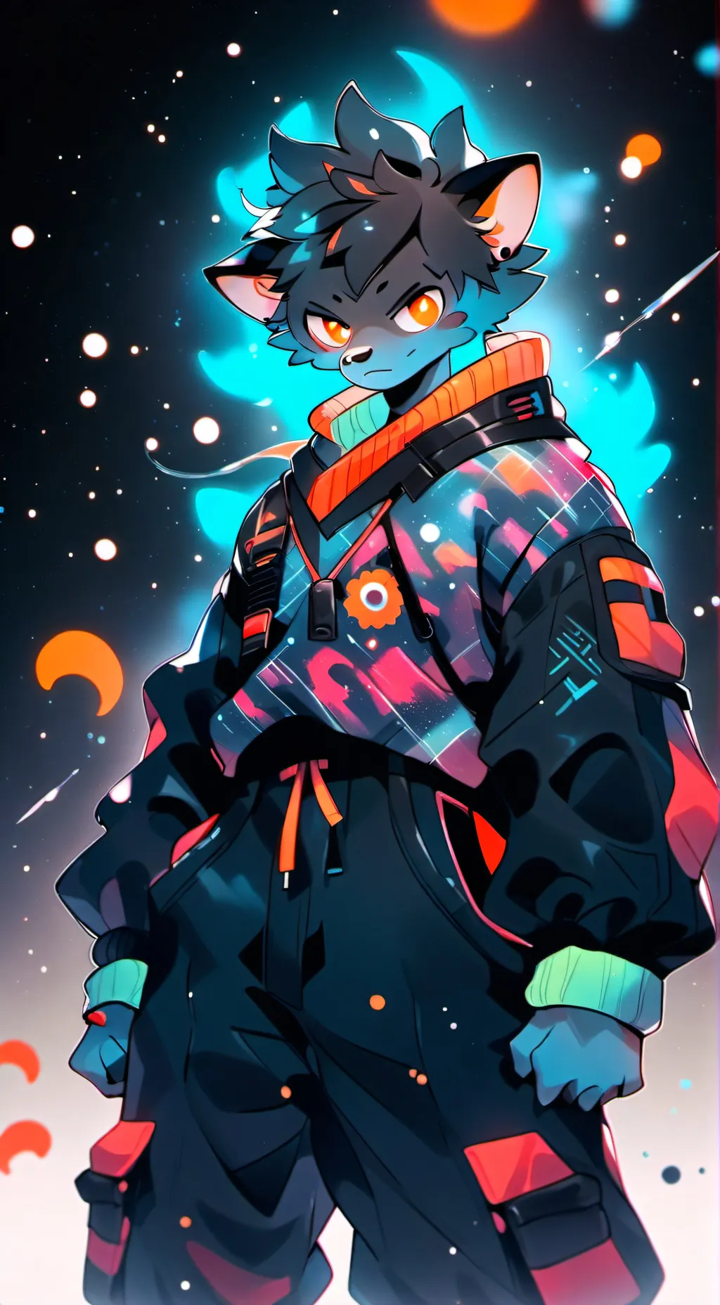 ai character: galaxy furry background