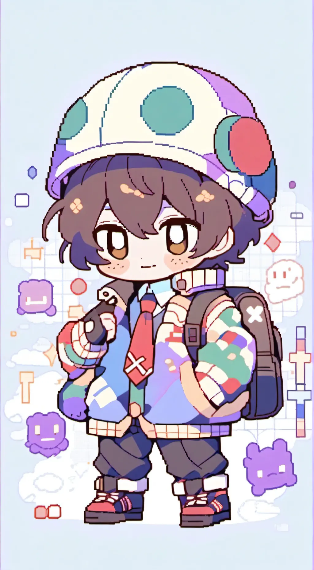 ai character: Mike and Baby Enn background