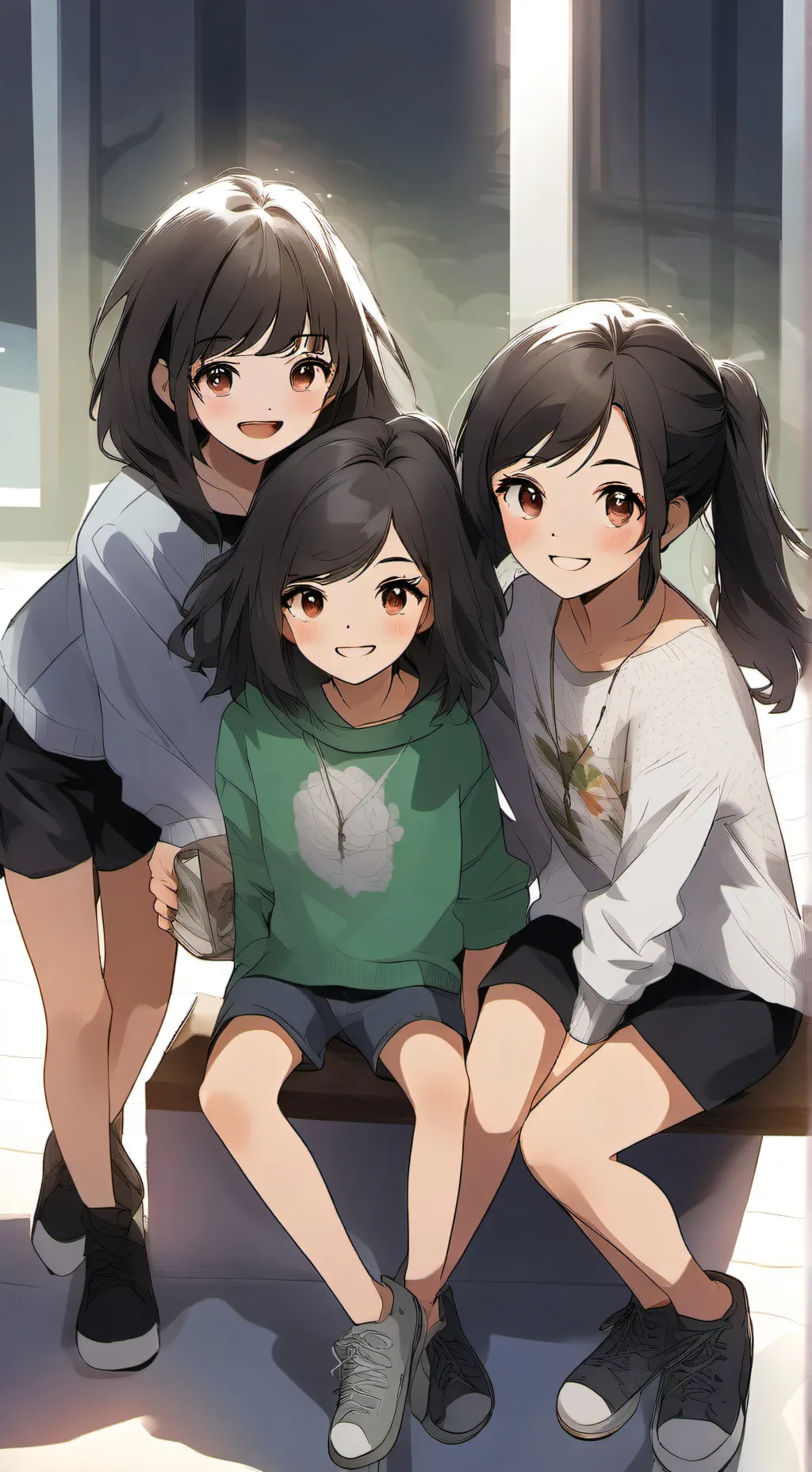 ai character: Photo sisters background