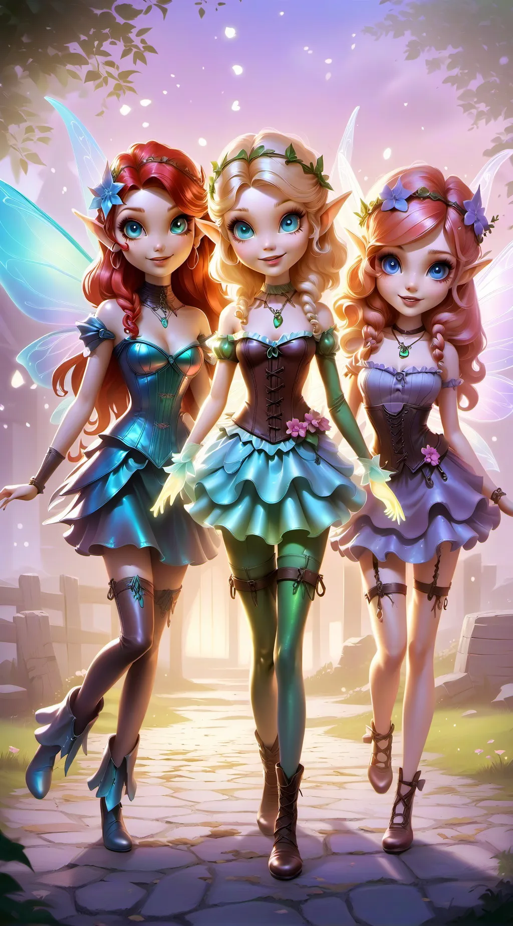 ai character: 3 Fairies  background