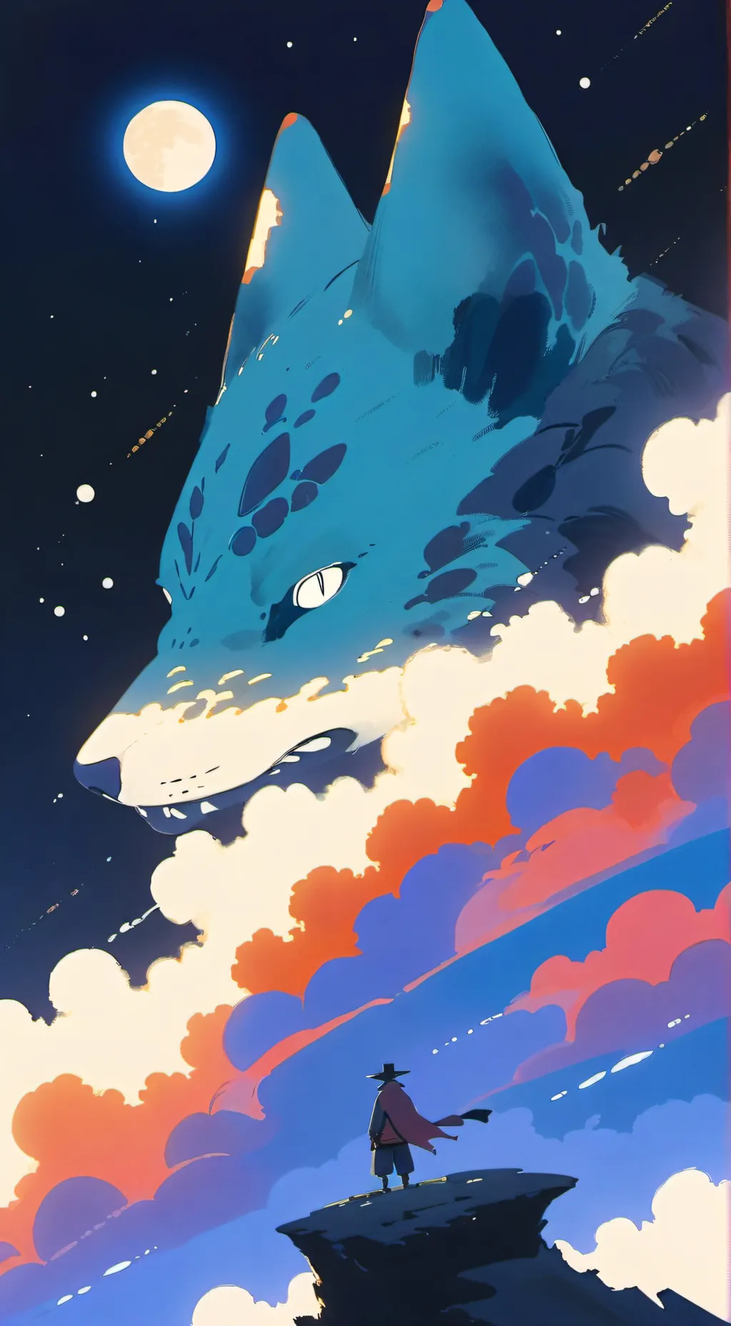 ai character: moon creature  background