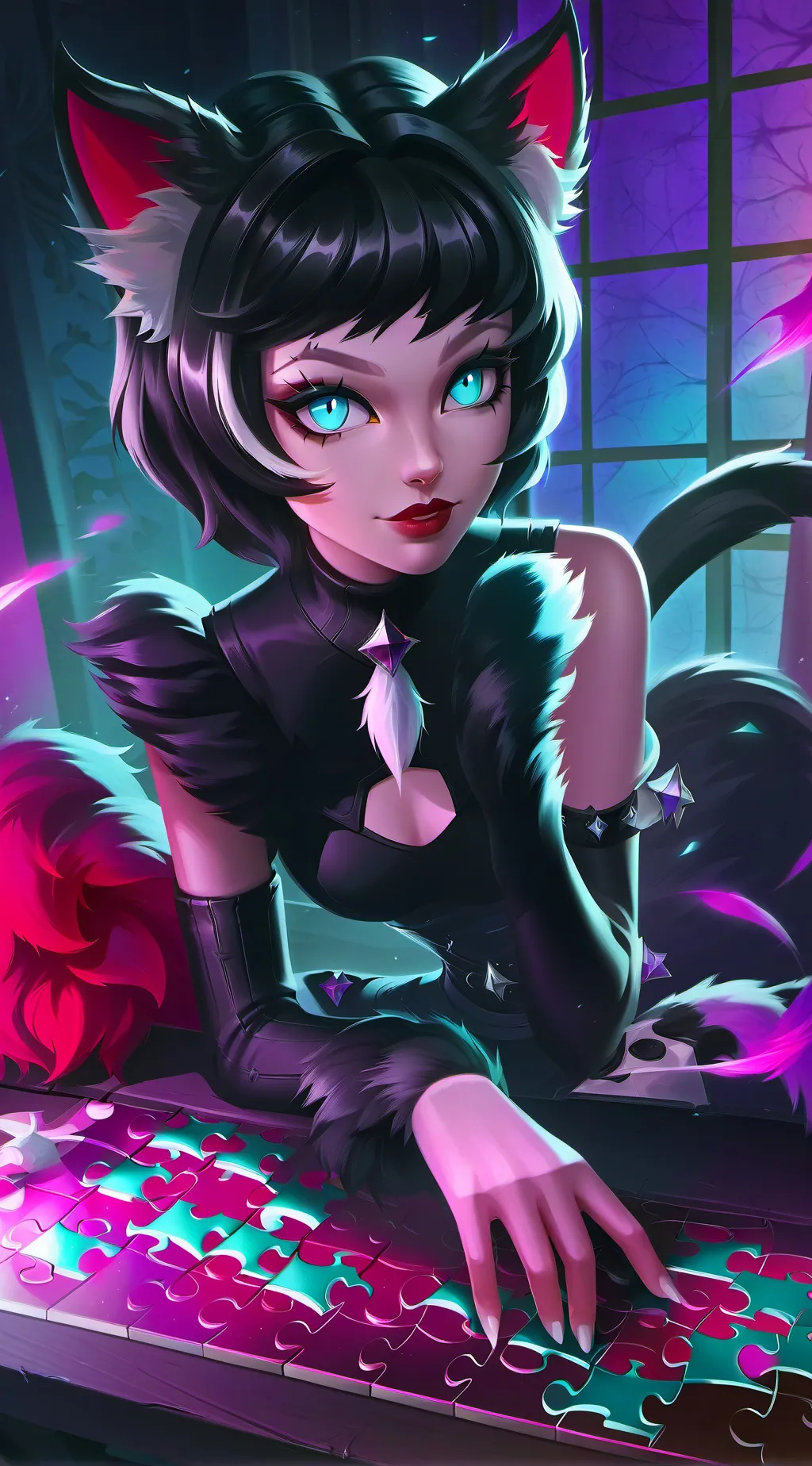 ai character: Raven-Whisker Spirit background