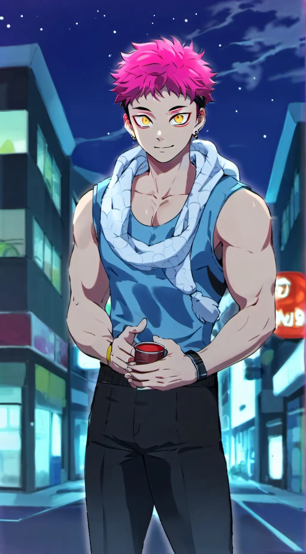 ai character: Akaza 😈 💕 💕💕❄️ background