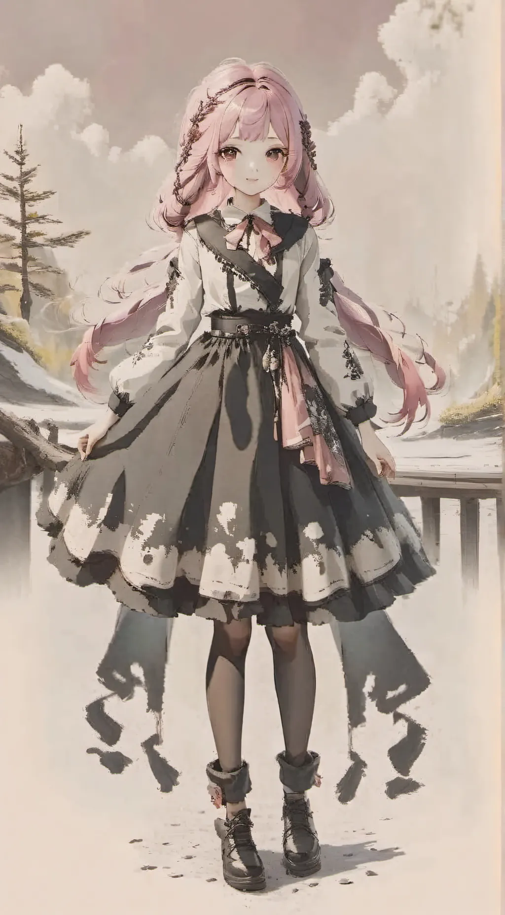 ai character: pink girl background