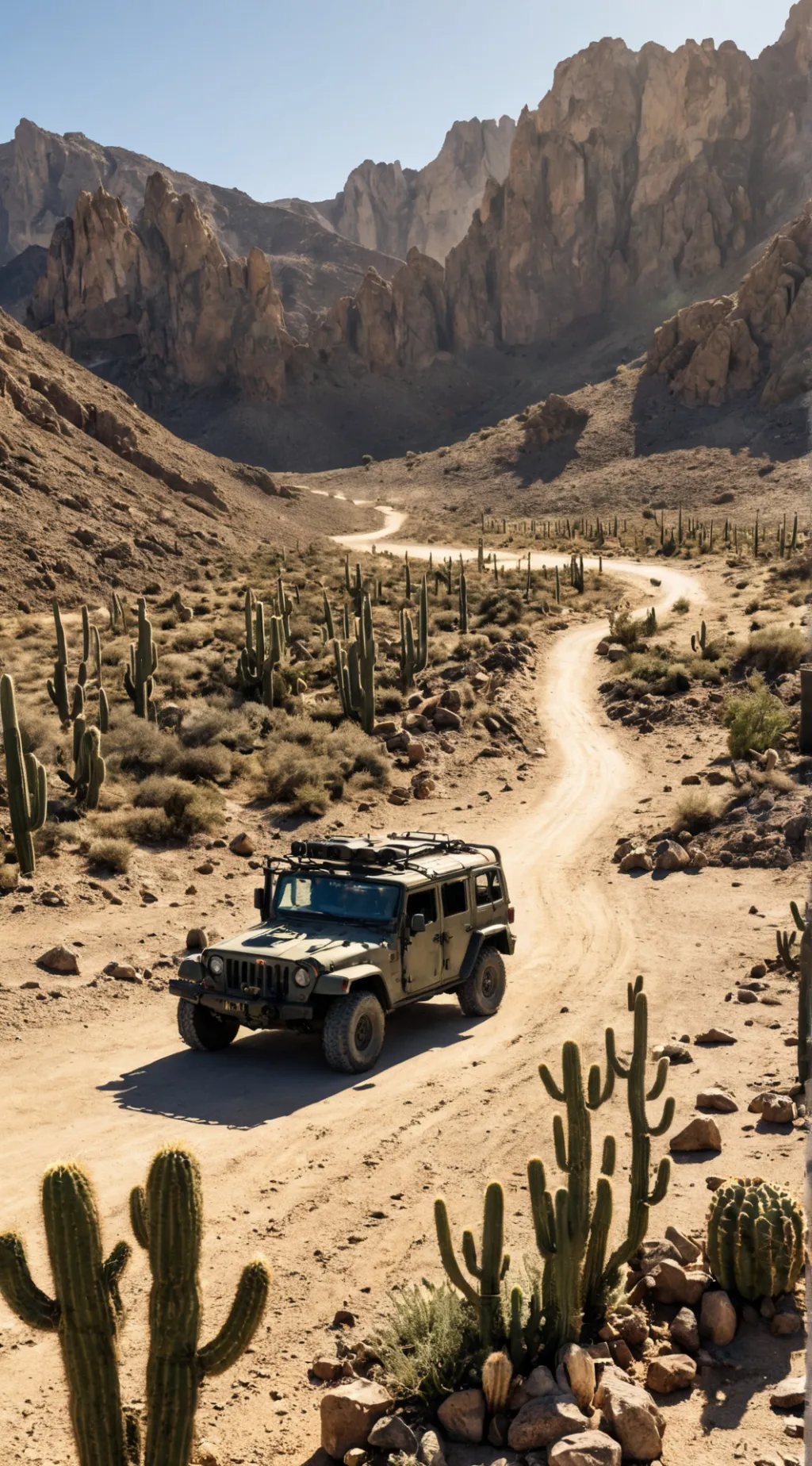 ai character: Lost in the desert background