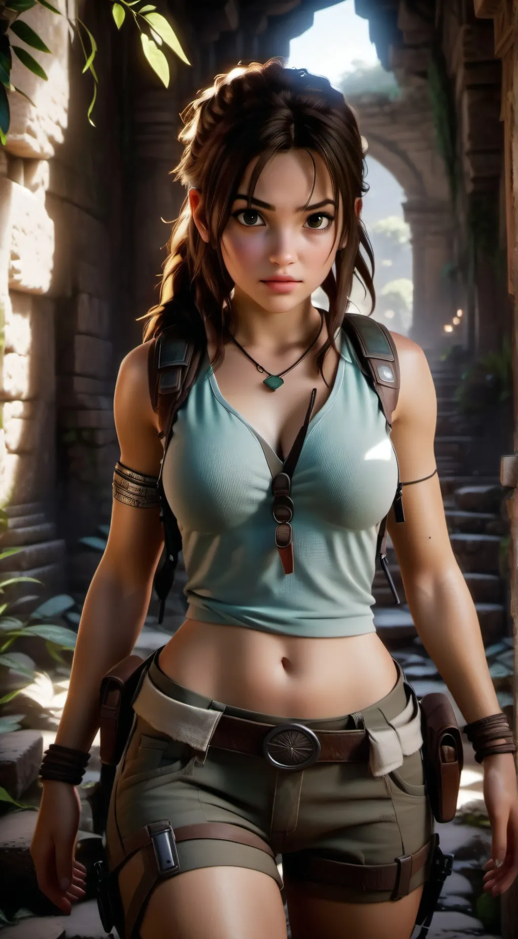 ai character: Young Lara Croft background
