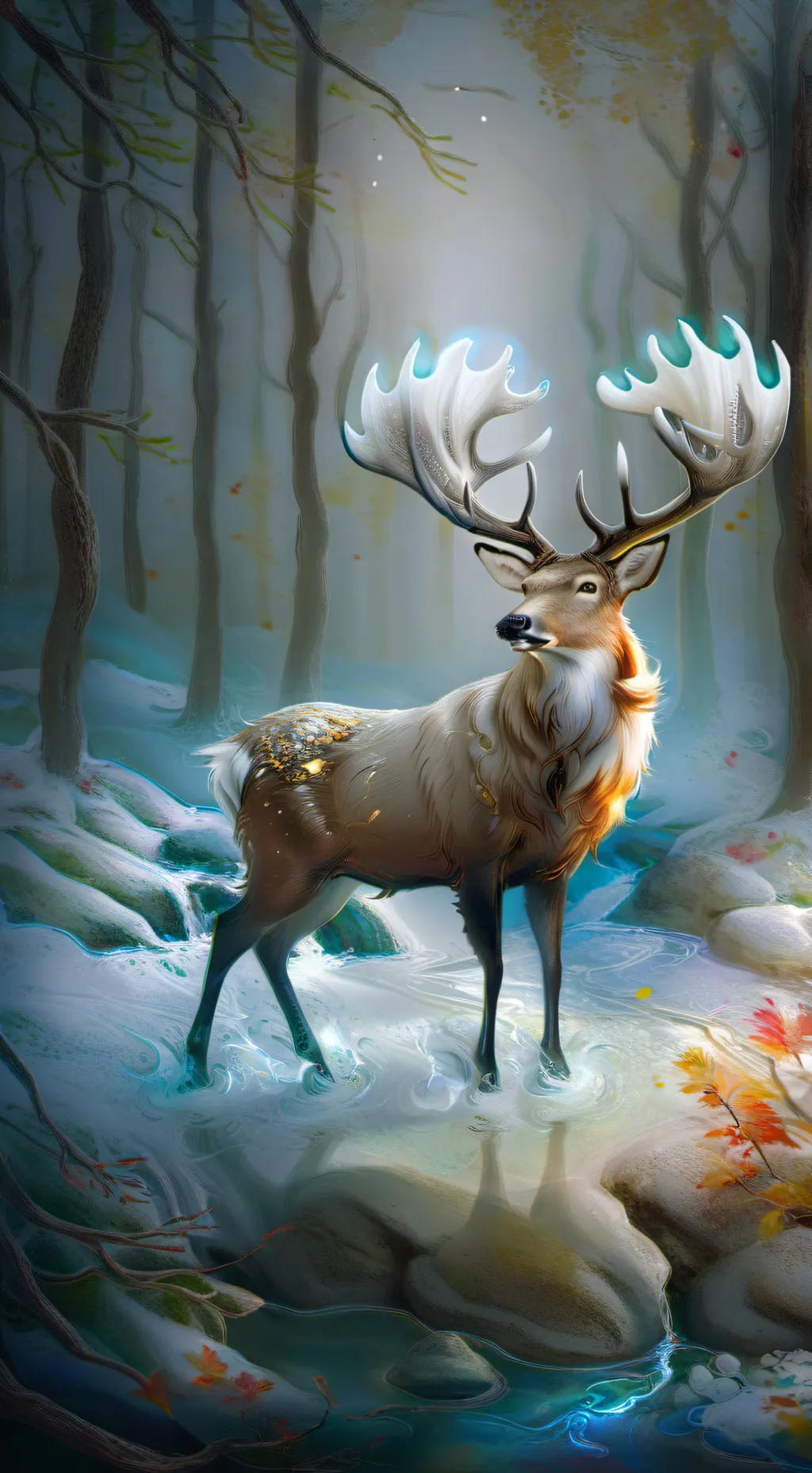 ai character: reindeer heartcurs background