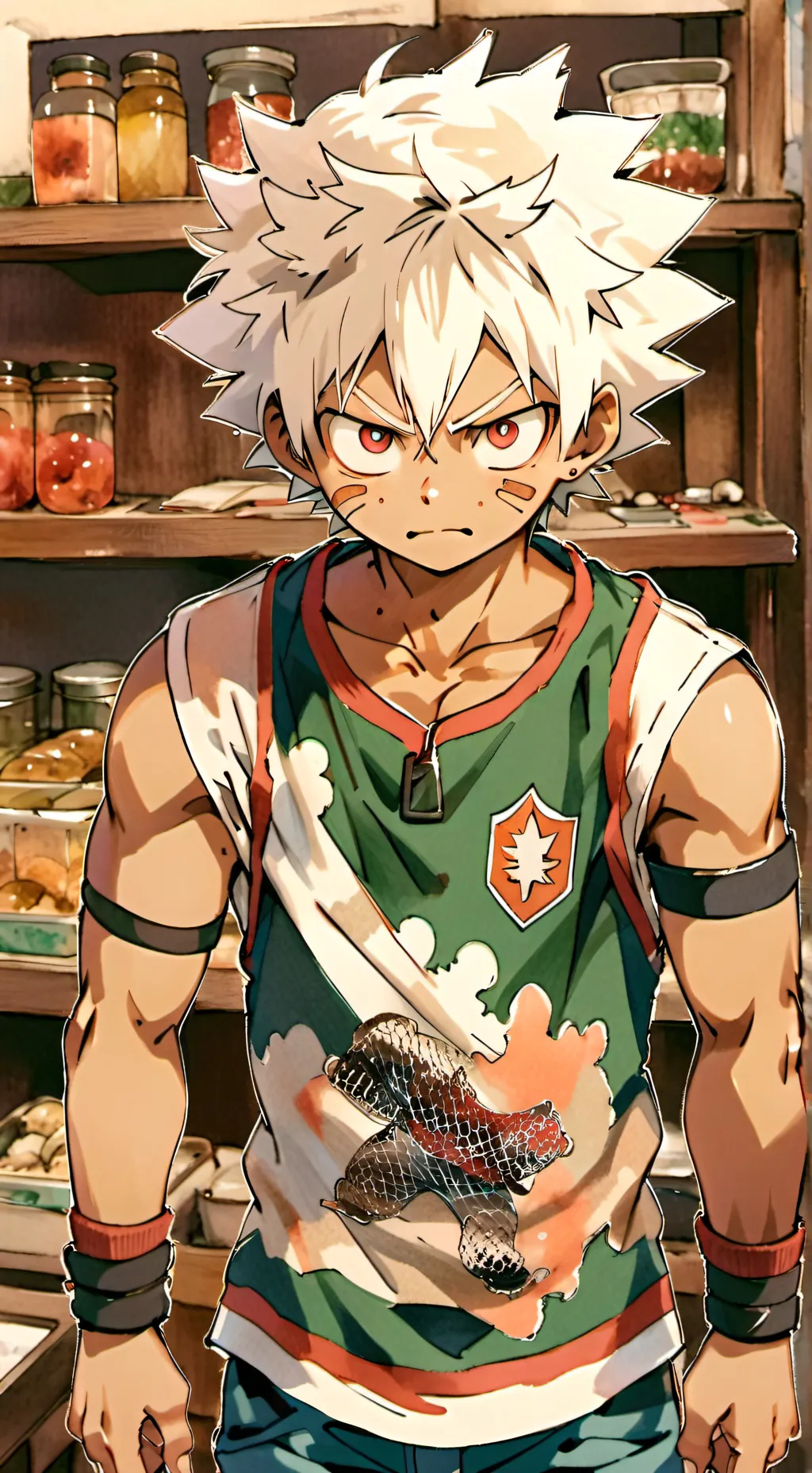 ai character: bakugo snaps,sobad background