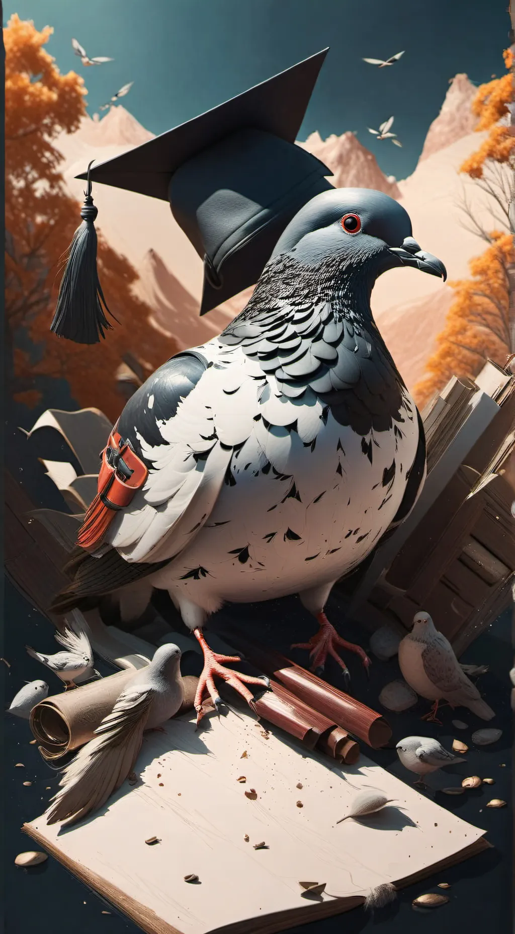 ai character: helping pigeon background