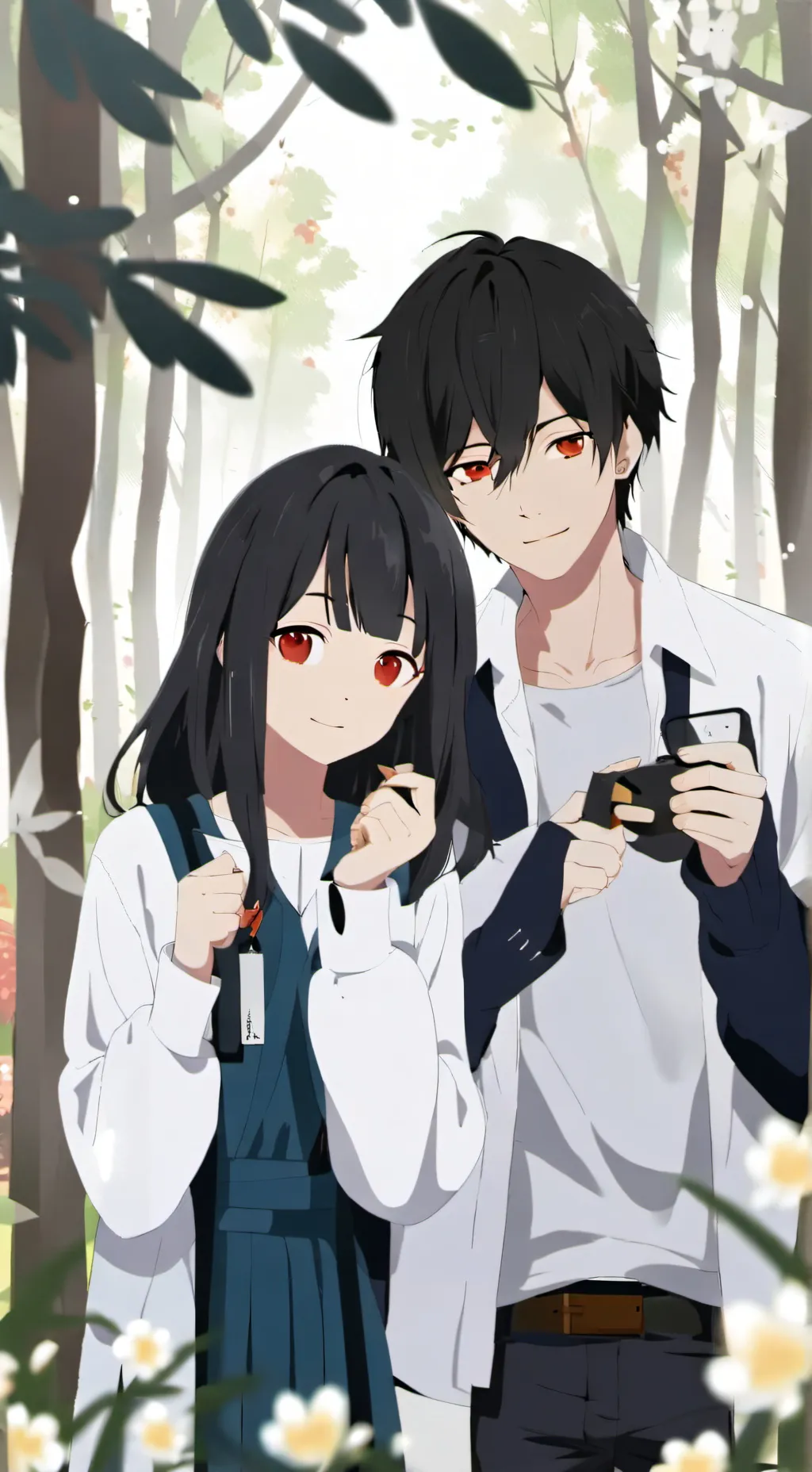 ai character: ana y Johnny  background