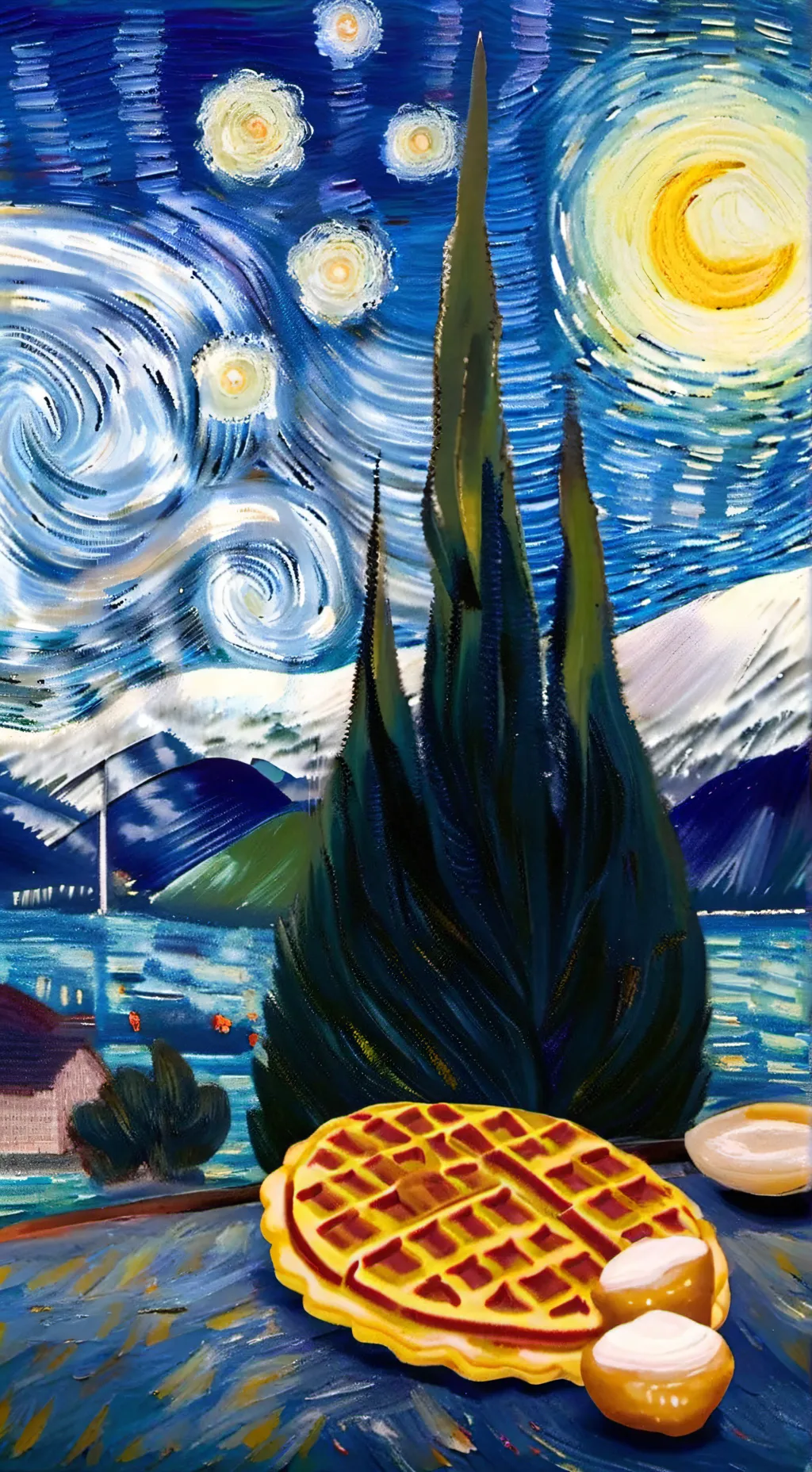 ai character: Waffle background