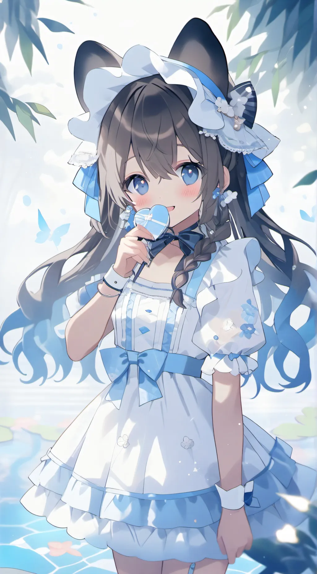 ai character: Luna Blue background