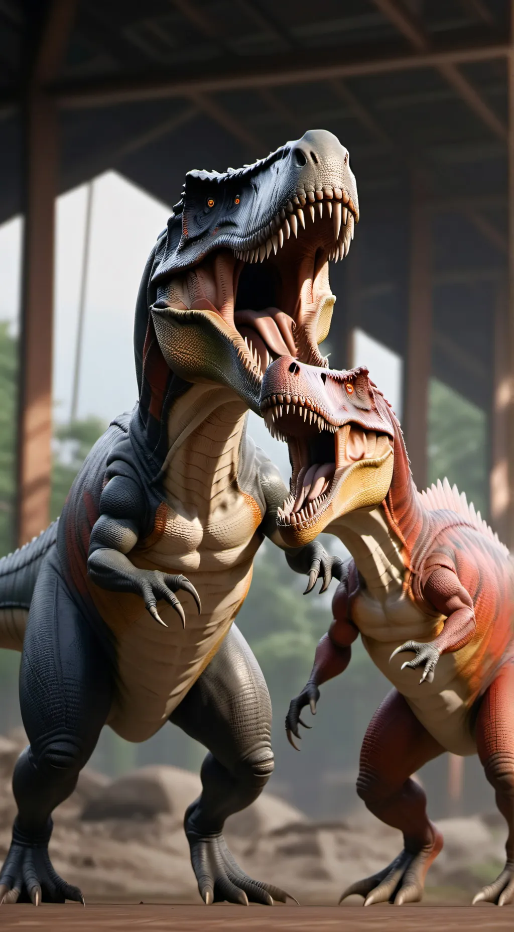 ai character: Spino Vs T-Rex background