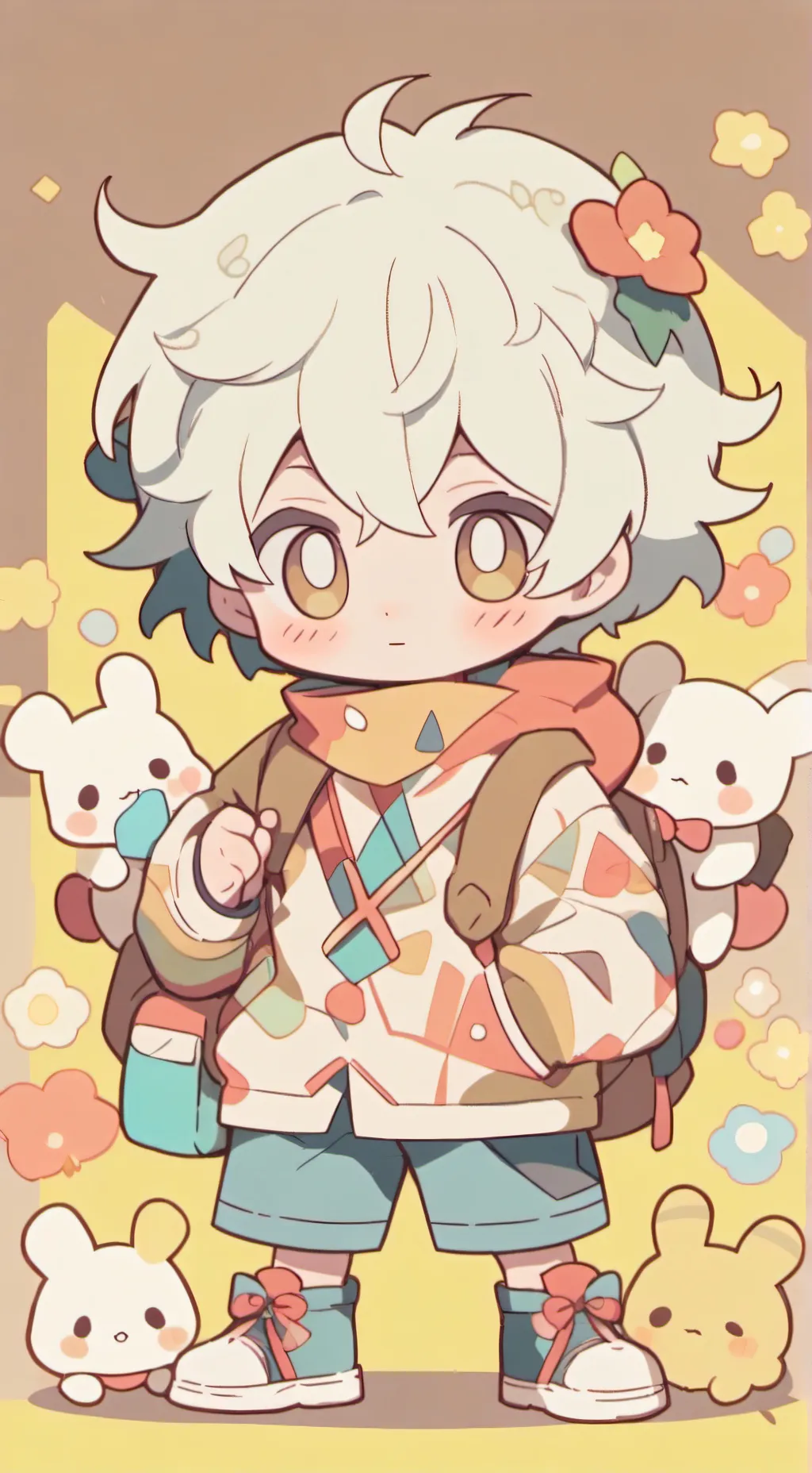 ai character: ❤️🧡💚💙💜🩷 background