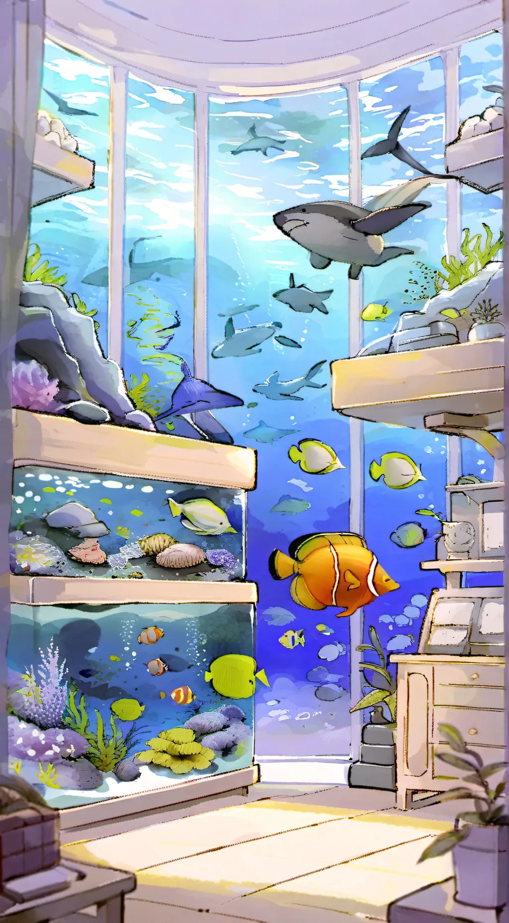 ai character: aquarium 🌊 background