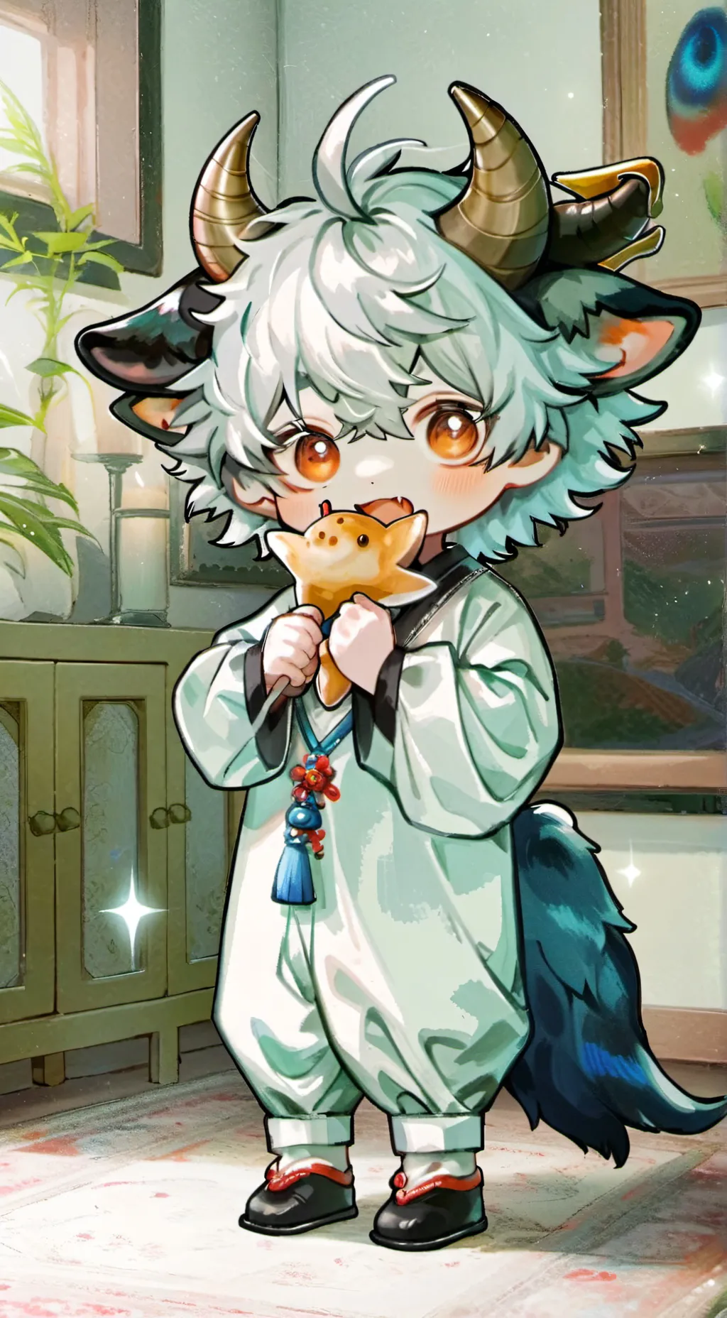 ai character: Moocow Baby Furry background