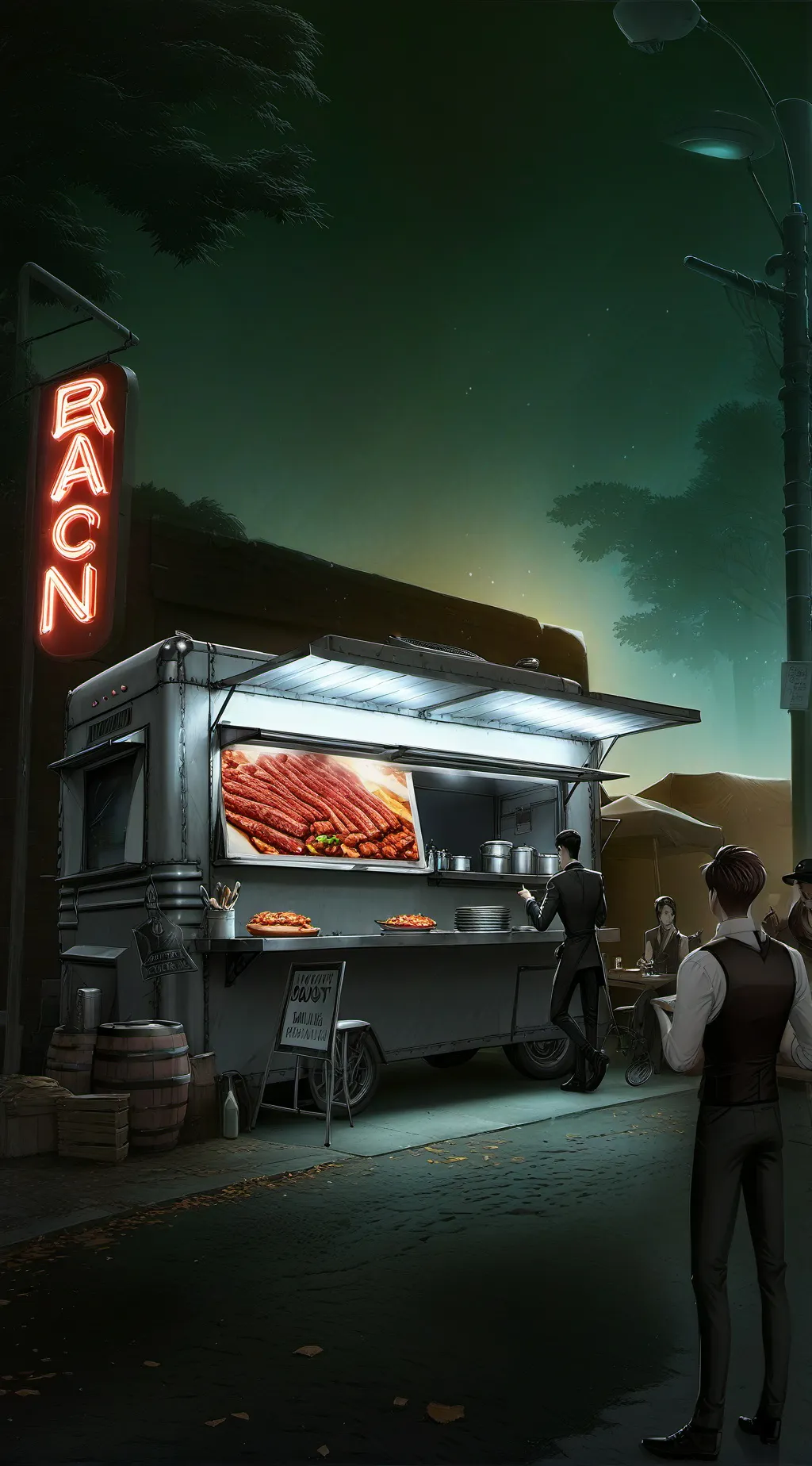 ai character: Bacon roasts you background